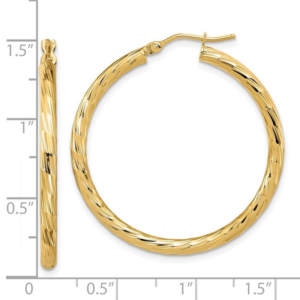 14K Gold Polished Diamond Cut Hoop Earrings for Women - Elegant Fine Jewelry Gift for Anniversary, Wedding & Everyday Wear | Diamond2Deal