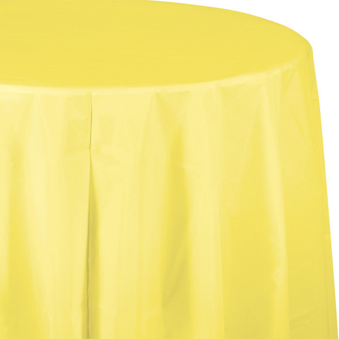 12-Piece Bulk Mimosa Round Plastic 82-Inch Table Covers - Perfect for Weddings, Parties, and Events