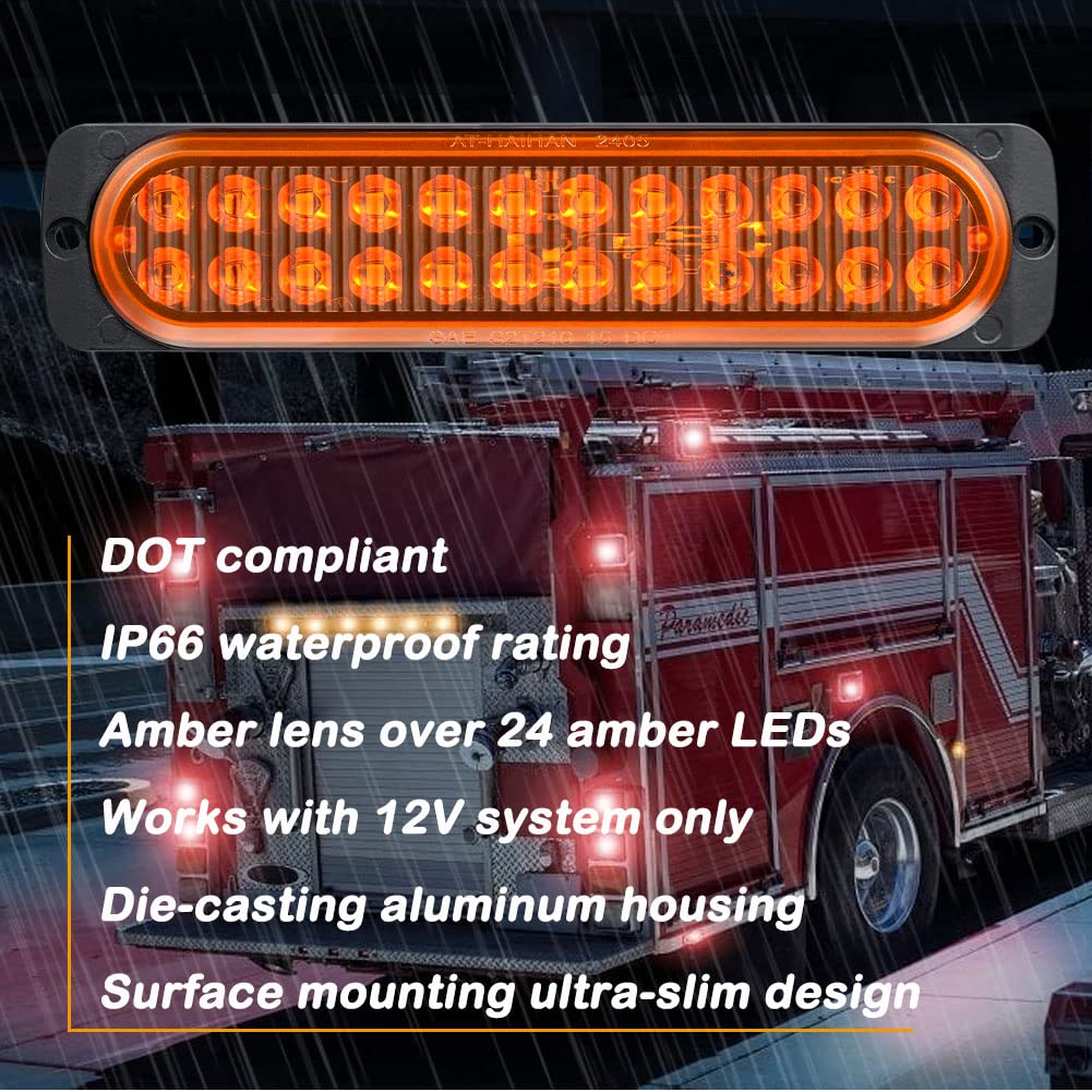 AT-HAIHAN 2-Pack 7.5 Inch Amber LED Trailer Lights - DOT Compliant Waterproof Turn Signal, Brake & Parking Lights for Trucks, Trailers, RVs, Jeeps - Durable Aluminum Housing Surface Mount Lights for Safe Night Driving & Towing