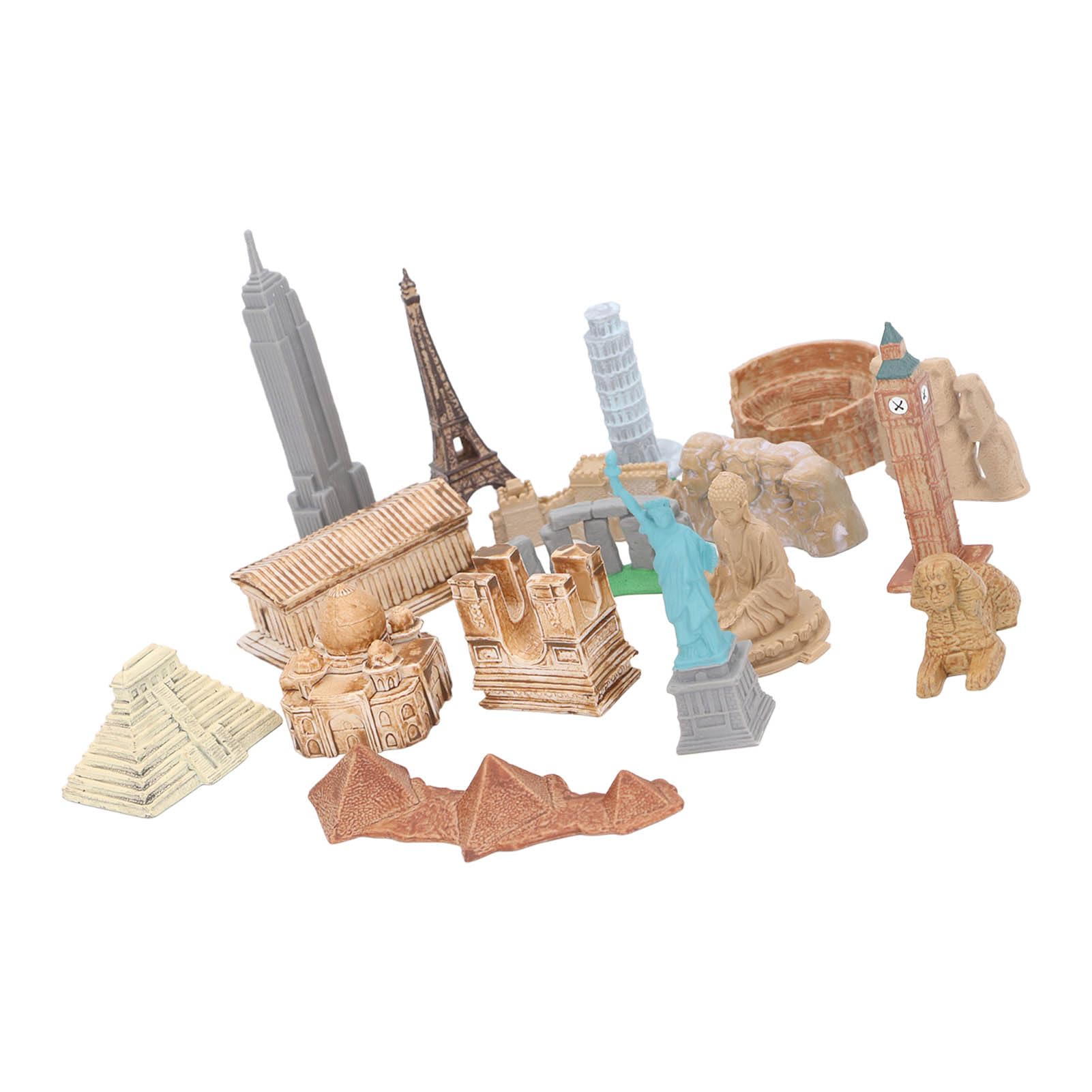 17PCS Miniature Ancient Buildings Model Kit - Worldwide Landmarks Collection with Egyptian Pyramid - Educational Toys for Kids & Adults - Perfect for Home Decor, School Projects & Collectibles