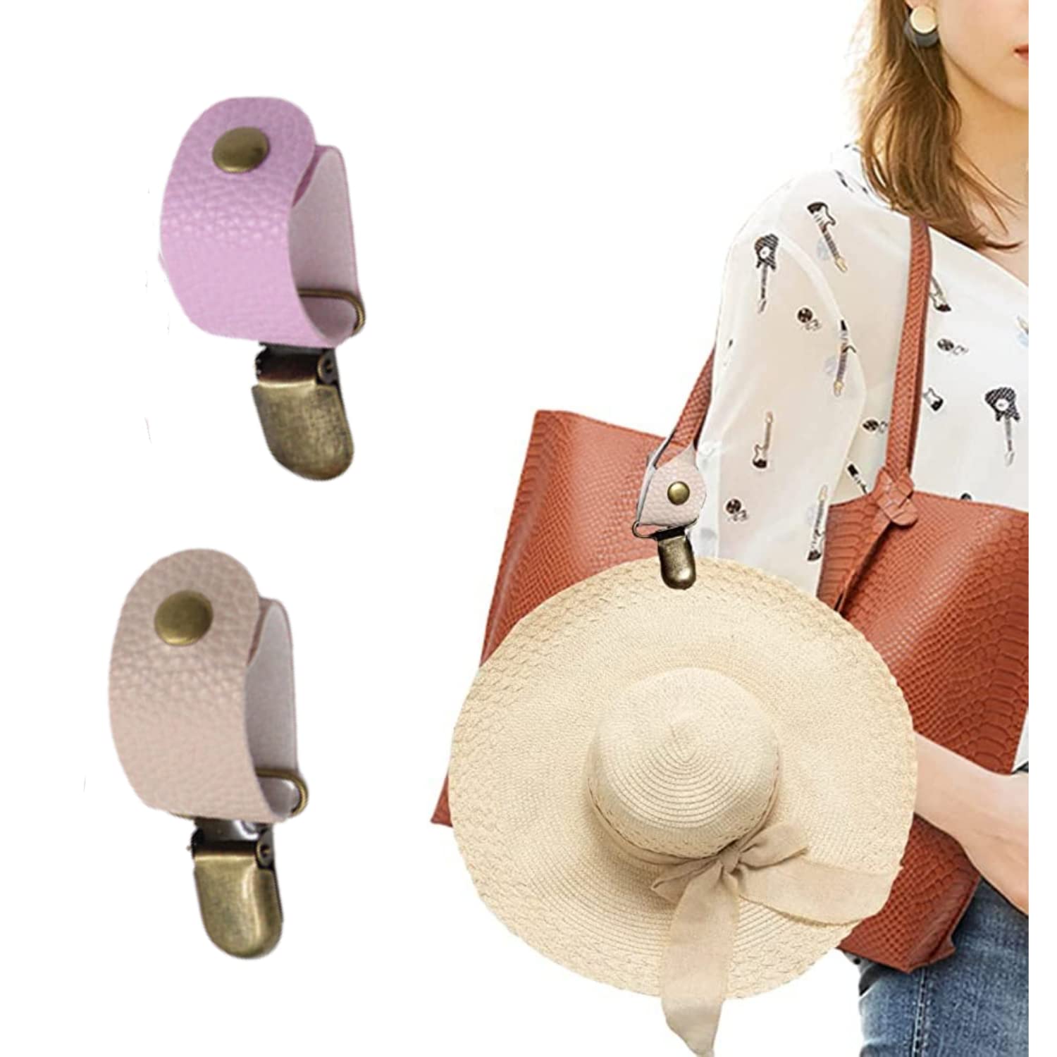 Premium PU Leather Hat Clip for Travel & Luggage - Multifunctional Duckbill Hat Holder for Outdoor Adventures, Hiking, and Camping Accessories