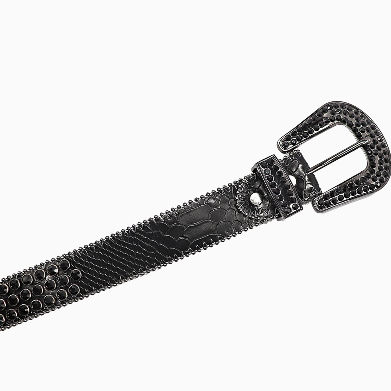 Luxury DNA Belt - Genuine Black Alligator Skin with Black Stone Accents for Men | Perfect for Formal Events, Weddings & Business Attire