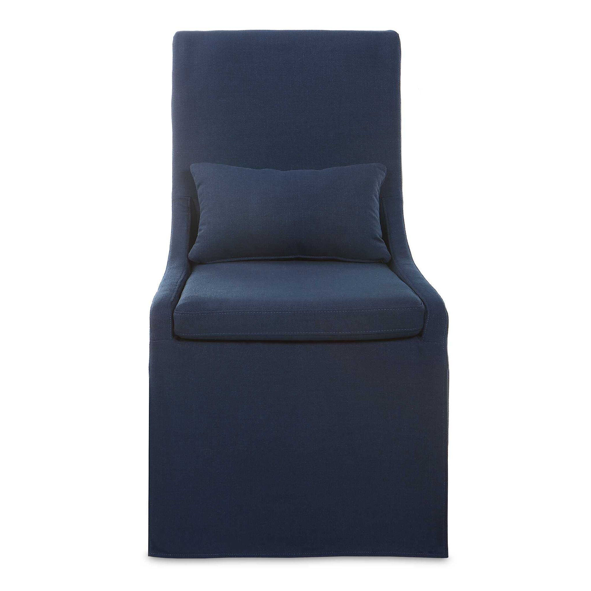 Modern Coley Armless Chair in Blue - Stylish Accent Chair for Living Room, Bedroom, or Office - Comfortable Seating Solution for Small Spaces