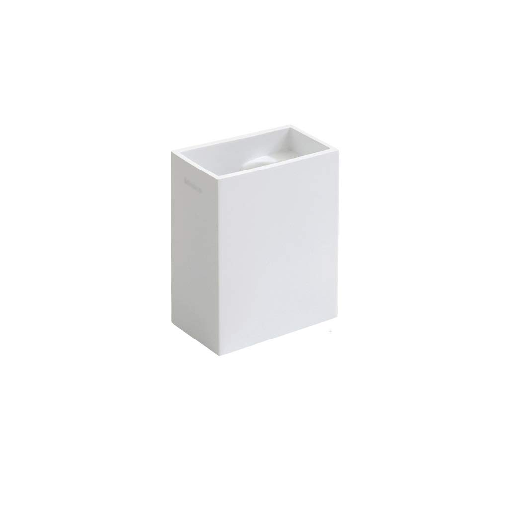 White Toilet Brush Holder & Trash Can Set - Bedroom & Bathroom Storage Organizer for Cleaning Supplies - Perfect for Small Spaces, Apartments, and Home Organization