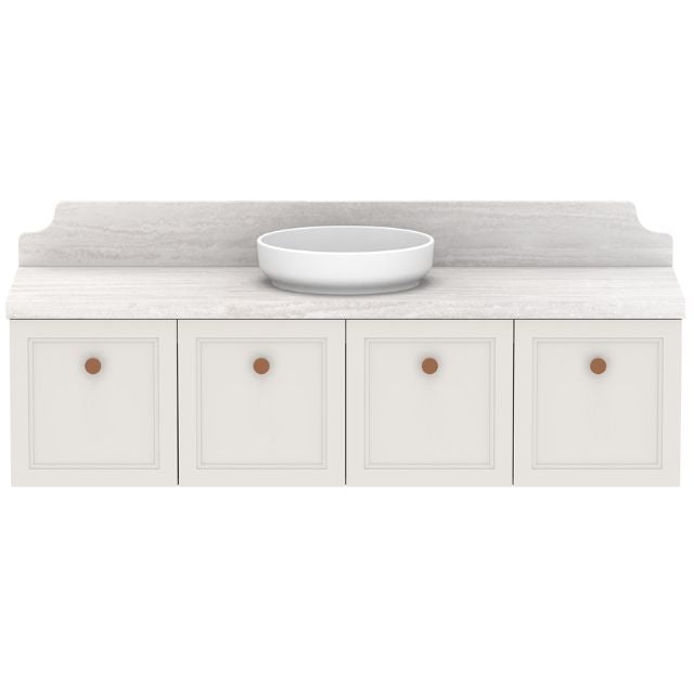 ADP Mabel Wall Mounted Vanity with Cherry Pie Premium Solid Surface Countertop - Modern Bathroom Sink for Small Spaces & Powder Rooms
