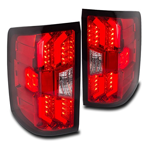 Red LED Tube Tail Brake Lights Compatible with 2014-2018 Chevy Silverado 1500 & 2015-2019 Silverado 2500/3500HD - Upgrade Your Truck's Rear Lighting for Enhanced Safety & Style