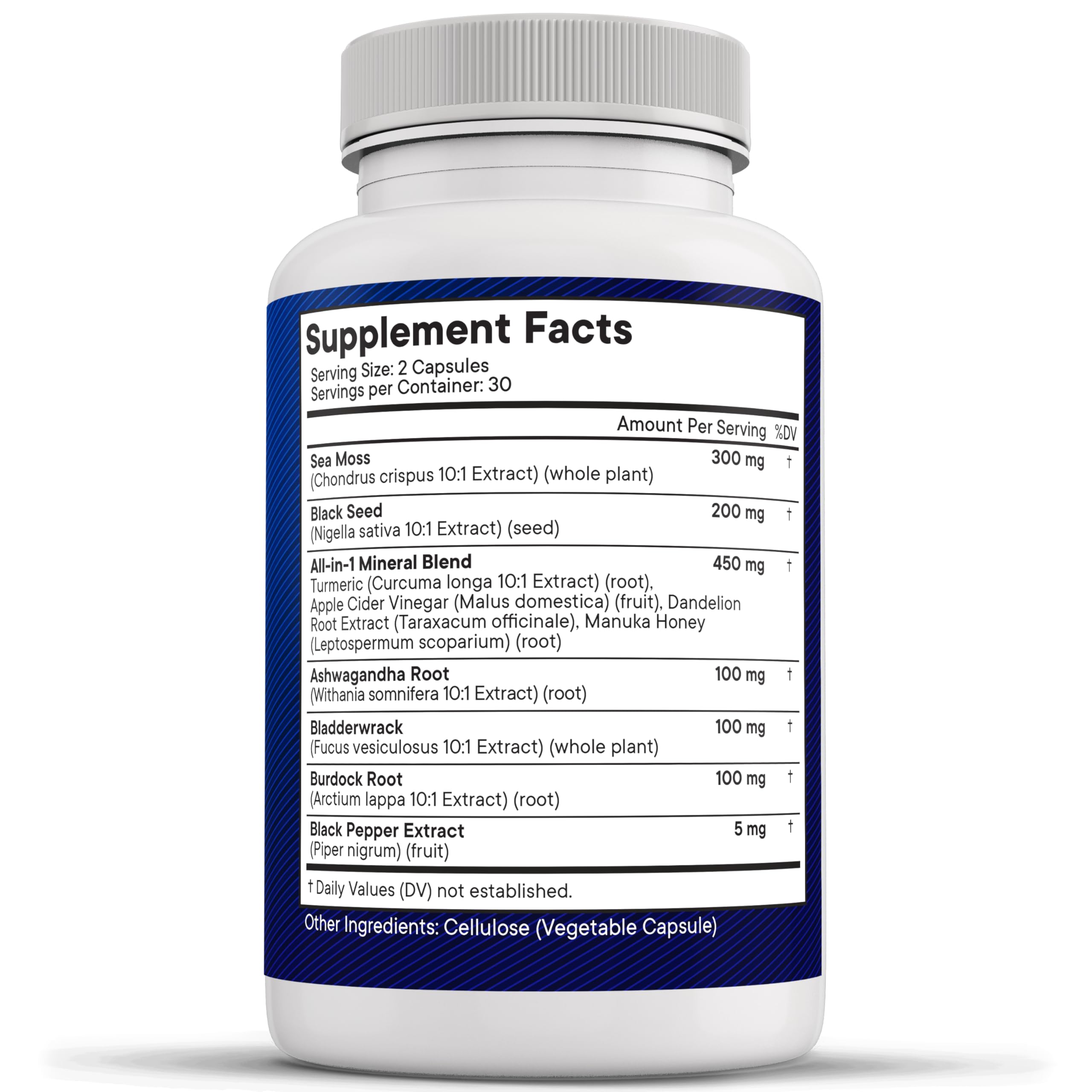 Organic Silica Sea Moss Supplement with Black Seed Oil, Ashwagandha & Turmeric - Immune Support, Joint Health & Detox - Gluten Free, Vegan - Perfect for Smoothies, Teas & Wellness Routines