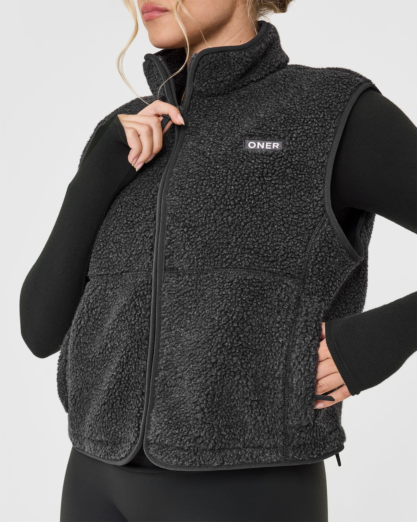 Men's Lightweight Fleece Vest - Zip-Up Washed Grey Gilet for Outdoor Hiking & Casual Wear