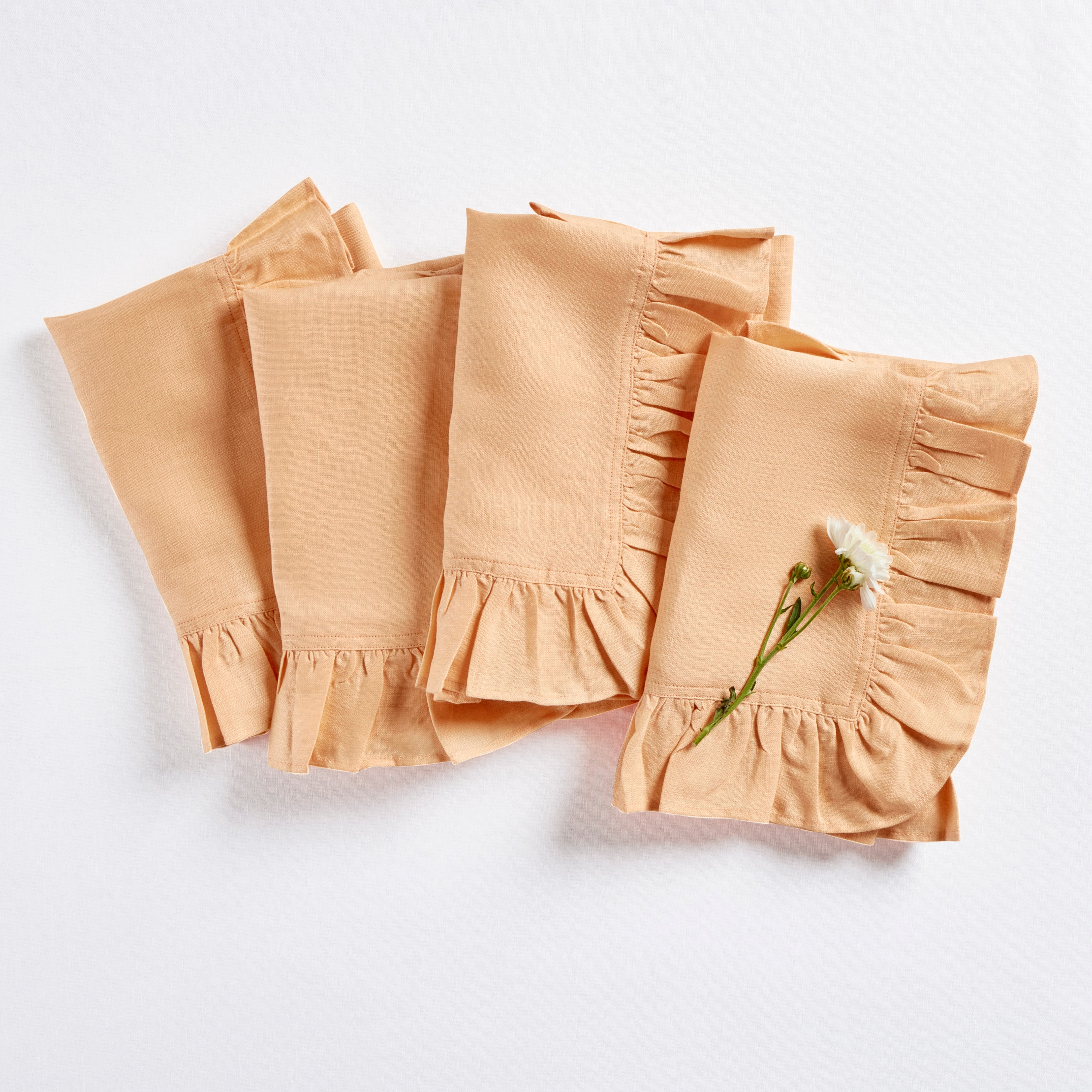 Gabrielle Ruffle Napkins Set of 4 - Elegant Cotton Dinner Napkins for Formal Dining, Wedding, and Special Occasions