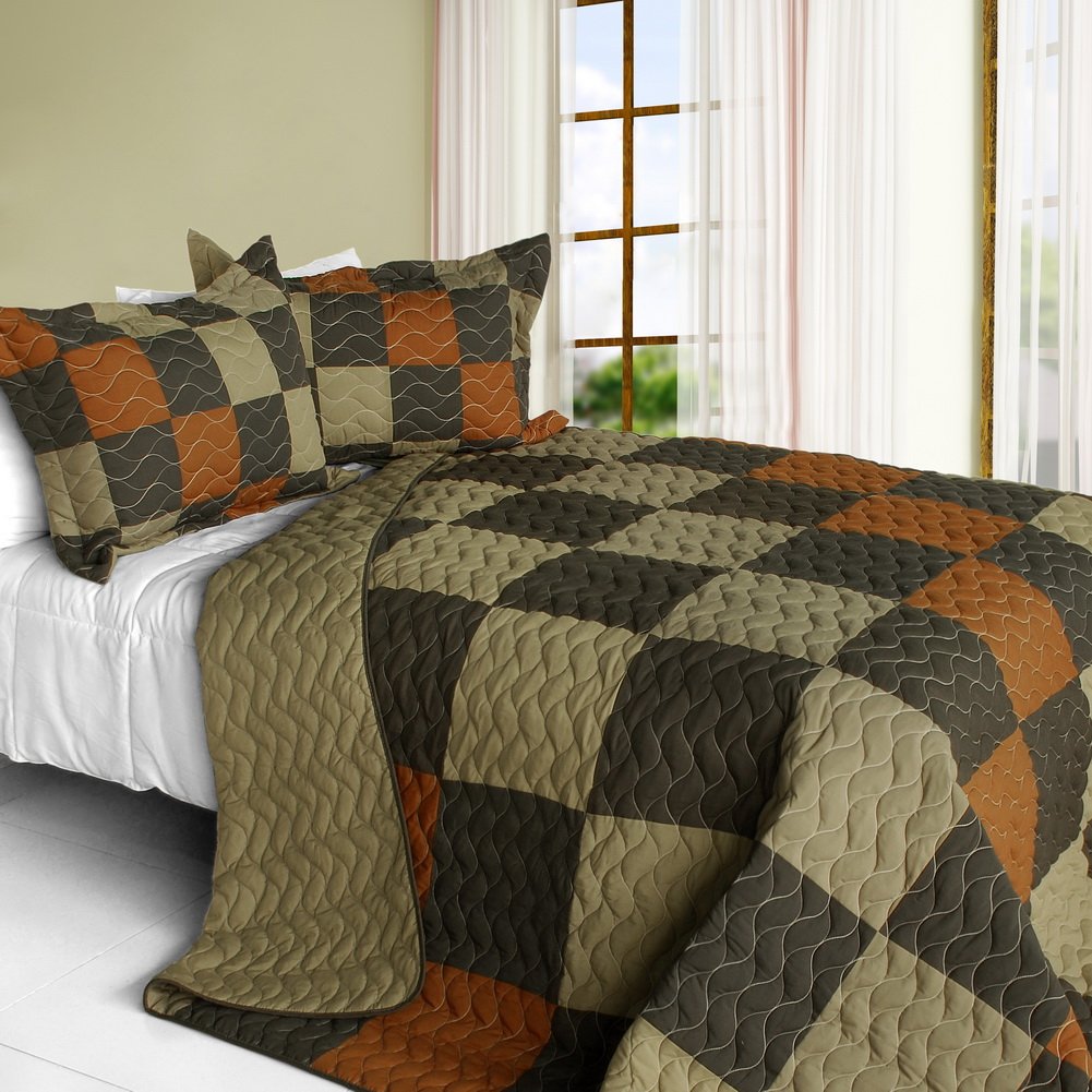 Believe Love 3-Piece Vermicelli-Quilted Patchwork Quilt Set - Full/Queen Size Bedding for Cozy Nights & Stylish Home Decor