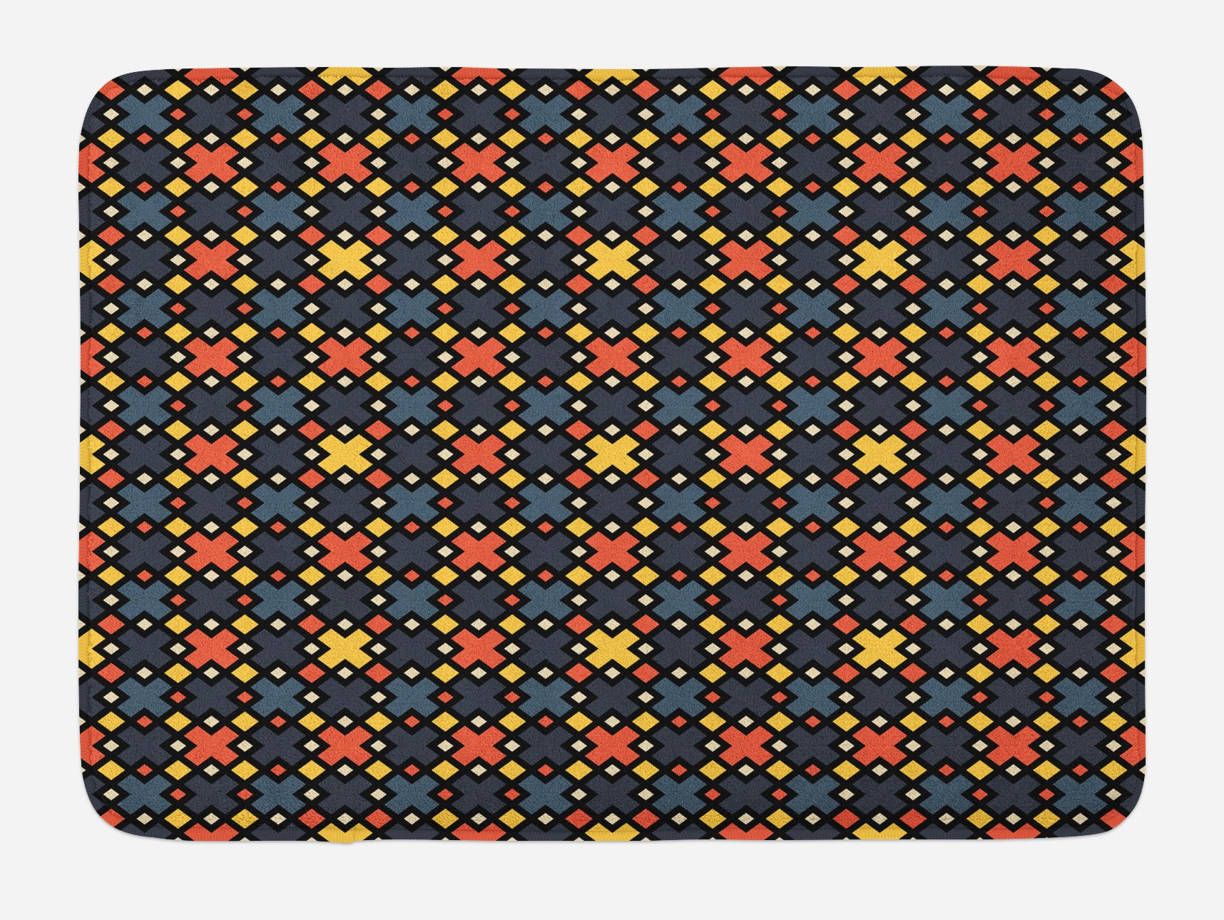 Ambesonne Abstract Bath Mat - Non-Slip Plush Bathroom Rug with Geometric Trippy Design in Vibrant Colors, 30.2 x 20 Inches - Perfect for Modern Bathrooms, Guest Suites & Spa-Like Home Decor
