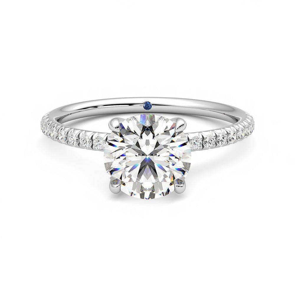 Exquisite 4-Prong Round Moissanite Engagement Ring with Hidden Anniversary Stone - Perfect for Proposals, Weddings & Anniversary Gifts | Durable & Sparkling Lab-Created Diamond Alternative