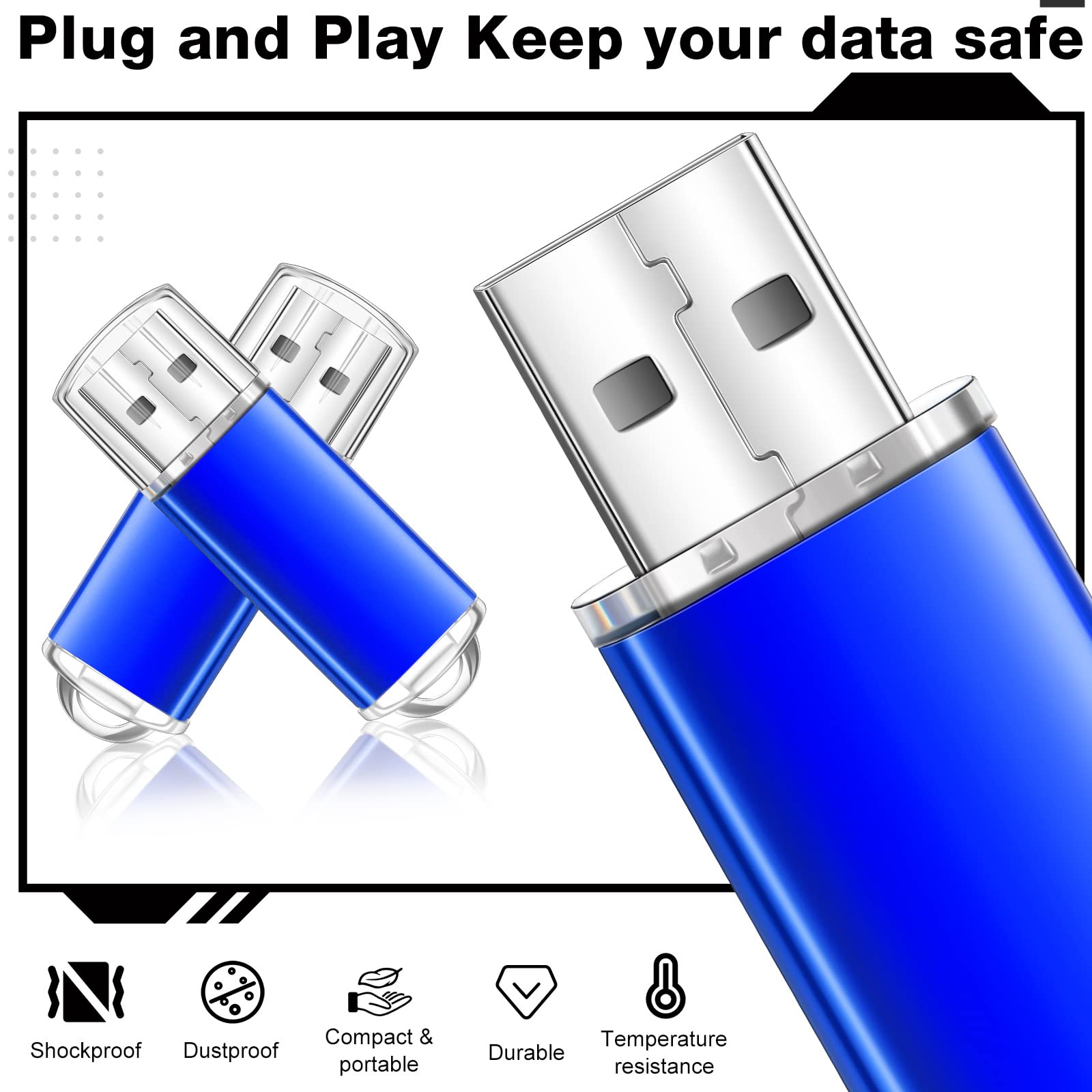 Hoteam 50 Pack 256MB USB 2.0 Flash Drives with Lanyards - Bulk Storage for Business & Gifting