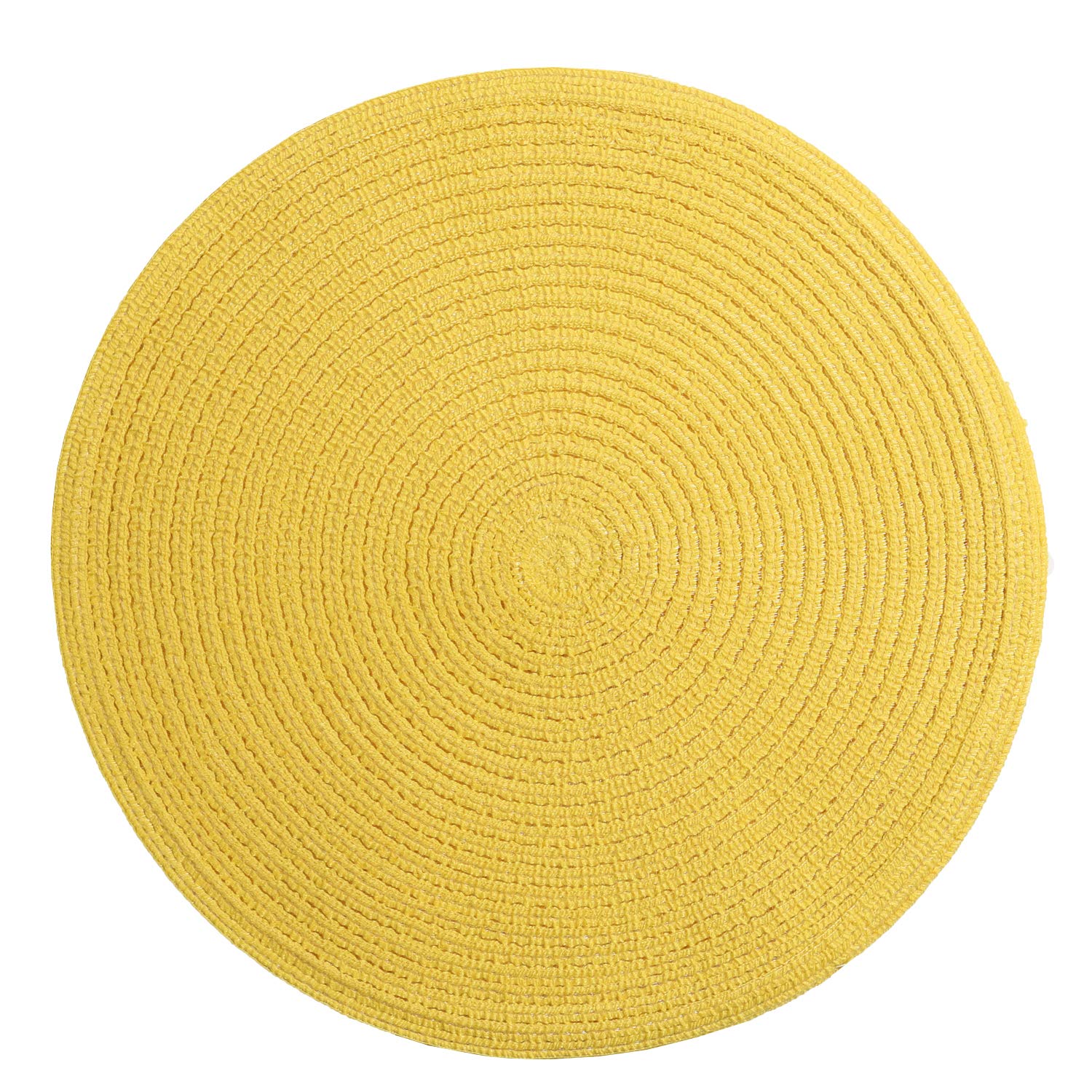 SHACOS 4-Pack Round Braided Placemats - Washable & Durable Table Mats for Kitchen, Dining, Home Decor - Perfect for Wedding, Party, Everyday Use (Yellow)