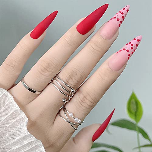 Cherry False Nails