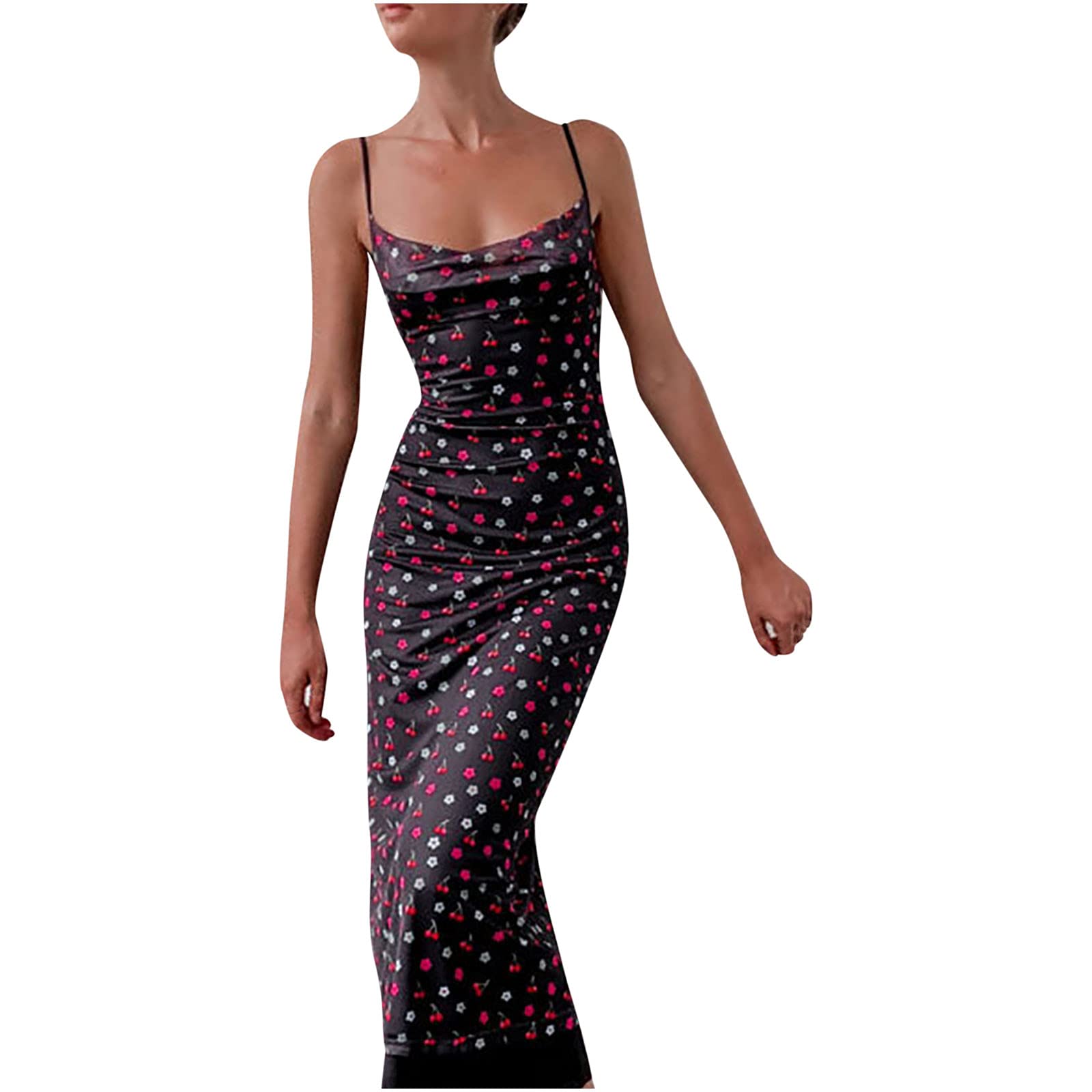 Vintage Floral Print Sleeveless Maxi Dress for Women - Casual Summer Beach Dress, Boho Long Sling Dress for Vacation, Party & Outdoor Activities