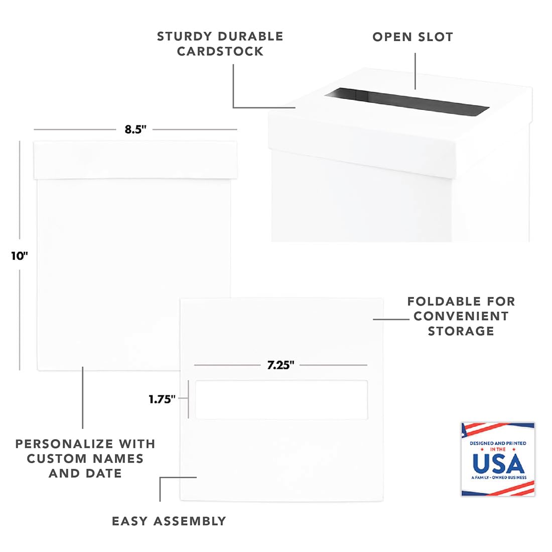 Custom Wedding Card Box 10x10x10in - Personalized Gift Box for Wedding Cards & Gifts