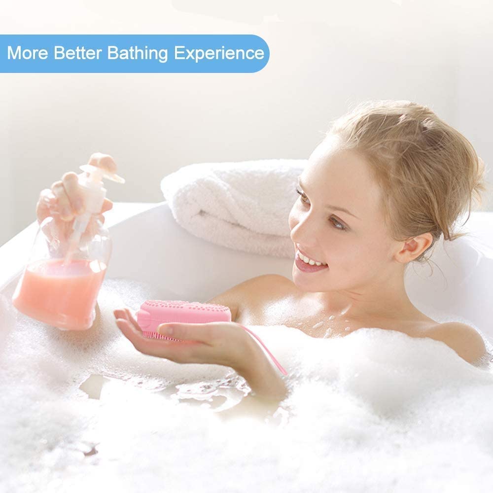 Soft Silicone Bath Brush for Kids - Double Sided Shower Sponge & Massage Scrub Gloves - Baby Bath Essentials for Gentle Cleaning & Skin Care