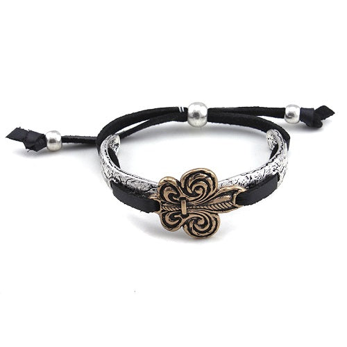 Elegant Gold Fleur de Lis Cuff Bracelet - Vintage French Inspired Jewelry for Women, Perfect for Weddings, Parties & Special Occasions