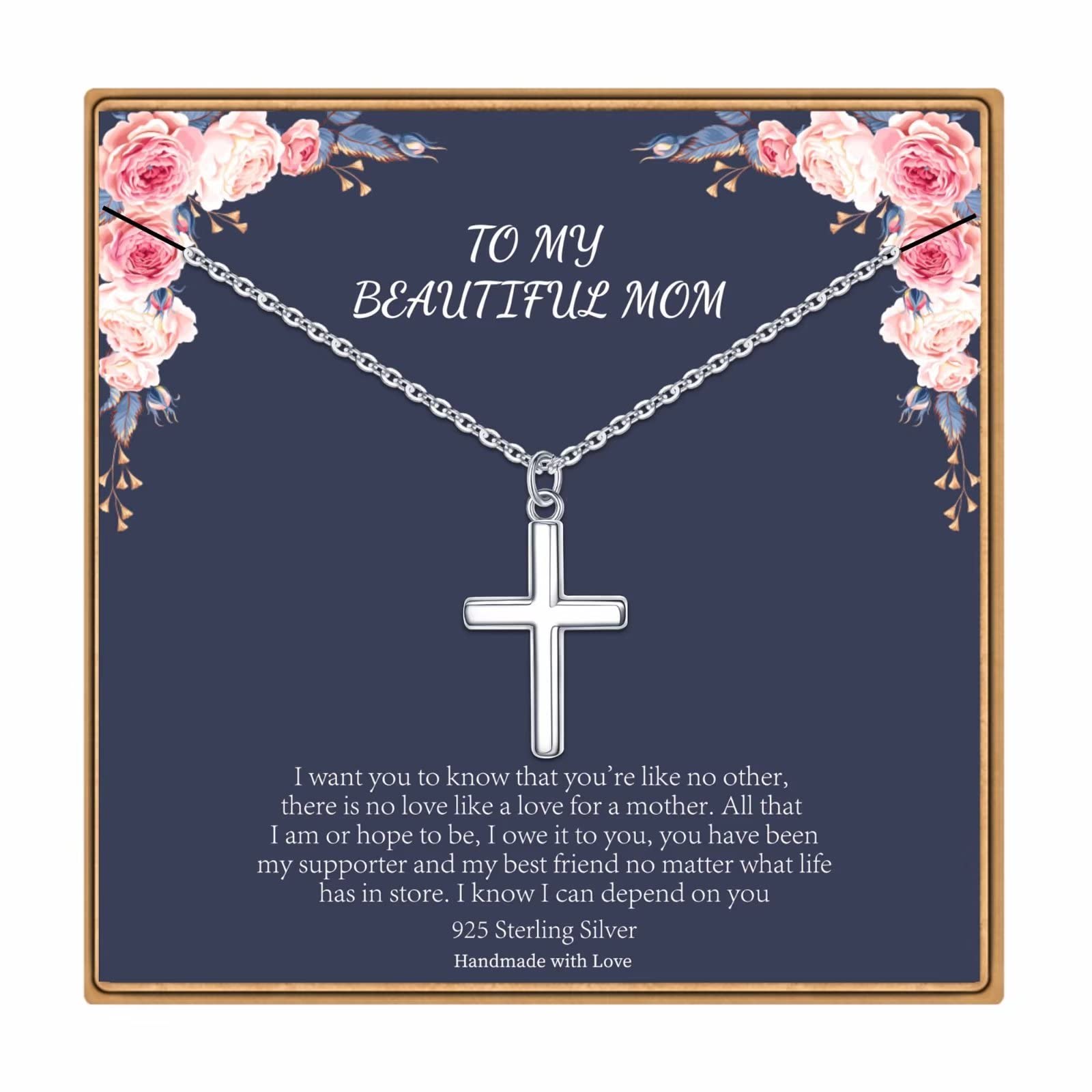 925 Sterling Silver Cross Necklace for Women & Girls - Elegant Religious Jewelry Gift for Baptism, Confirmation, Christmas, Valentine's Day & Mother's Day | Perfect for Church, Weddings & Everyday Wear