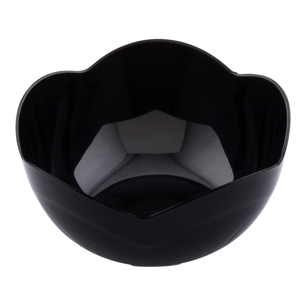 100 Pack 2 oz Round Black Plastic Le Fleur Cups with 100 Silver Mini Spoons - Perfect for Parties, Weddings, and Dessert Serving