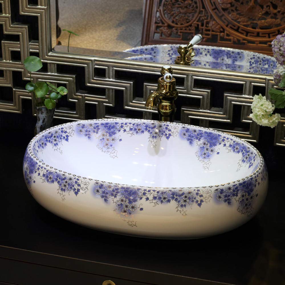 LEFEDA Oval Ceramic Vessel Sink - Bathroom Countertop Basin for Modern Homes