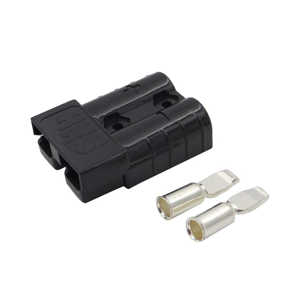 GorNorriss 50Amp Anderson Power Connector - Heavy Duty 12V 24V DC Plug for Caravan Battery Charger, Solar Systems & Off-Grid Power (Black) - Perfect for RV, Marine, and Automotive Electrical Applications