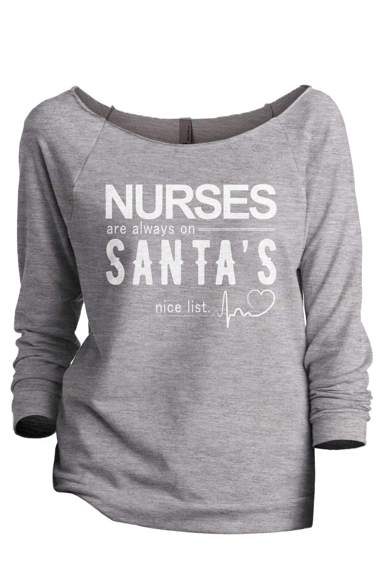 Nursing T-Shirt - 'Nurses Are Always On Santa's Nice List' Funny Women's Raglan 3/4 Sleeve Lightweight Sweatshirt - Perfect for Casual Wear, Nursing Appreciation Gifts & Christmas