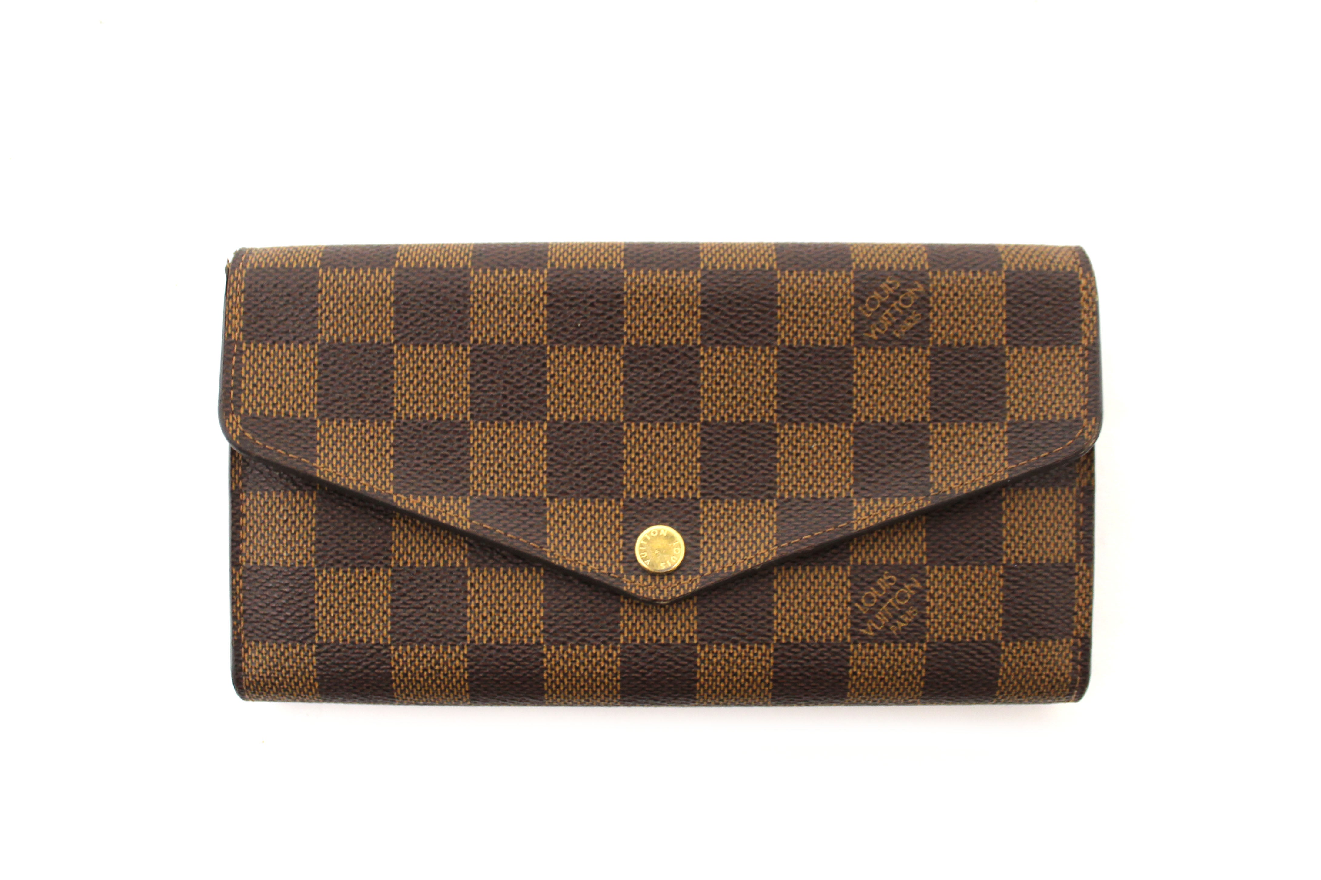 Authentic Louis Vuitton Damier Ebene Canvas Sarah Wallet - Luxury Women's Bifold Wallet with Multiple Card Slots & Zip Coin Pocket - Perfect for Everyday Use, Travel & Gift Giving