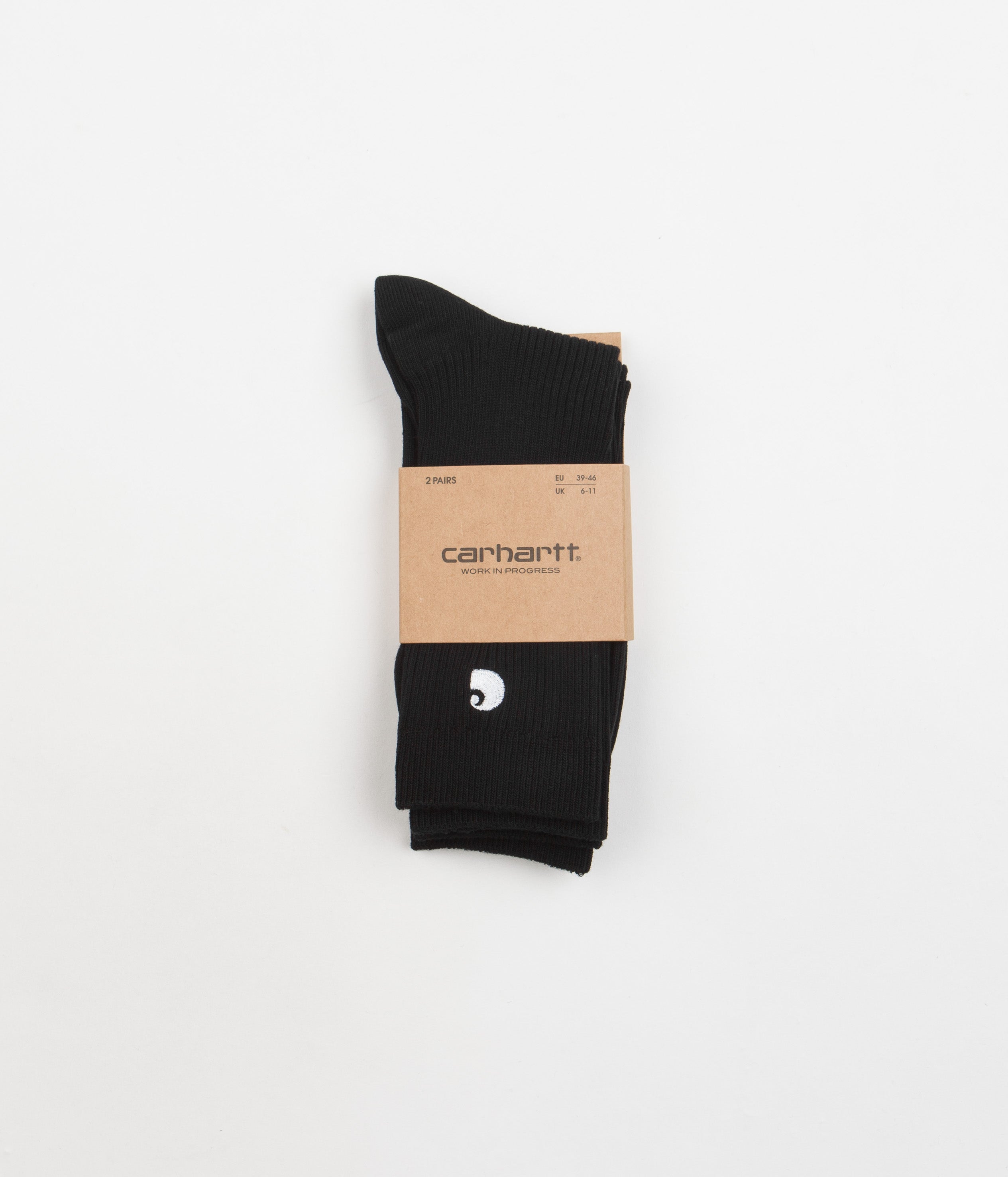 Carhartt Madison Socks 2-Pack - Black & White Crew Socks for Men & Women - Durable Work Socks for Construction, Hiking & Outdoor Activities