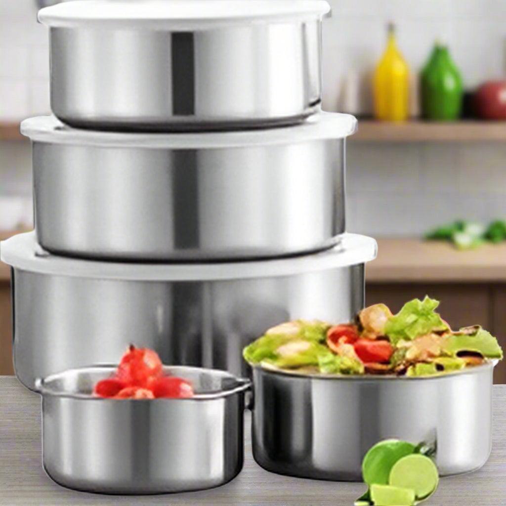 10-Piece Stainless Steel Mixing Bowl Set with Airtight Lids - Nesting Kitchen Bowls for Baking, Cooking & Food Prep | Durable & Space-Saving | SKU: 918115