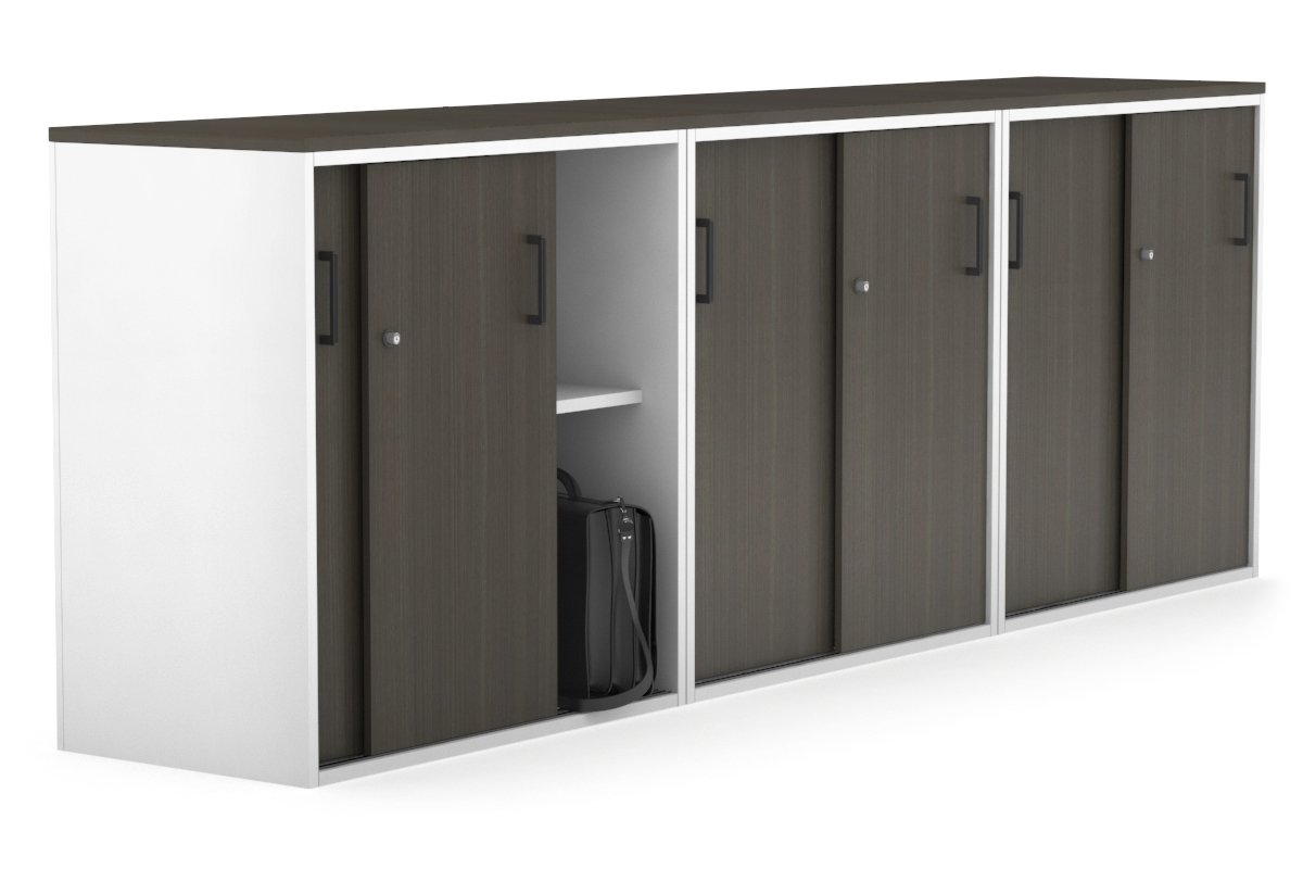 Modern 2400W x 900H x 450D Sliding Door Credenza for Office & Home - Medium Uniform Storage Cabinet with Smooth Gliding Doors - Perfect for Living Room, Bedroom or Entryway Organization