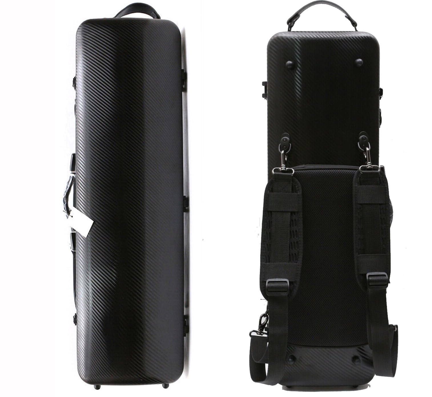 Premium Carbon Fiber 4/4 Full Size Violin Case - Lightweight & Scratch-Resistant Oblong Violin Case with Removable Music Pocket, 2 Adjustable Shoulder Straps - Perfect for Professional Musicians, Travel & Stage Performances (Black)