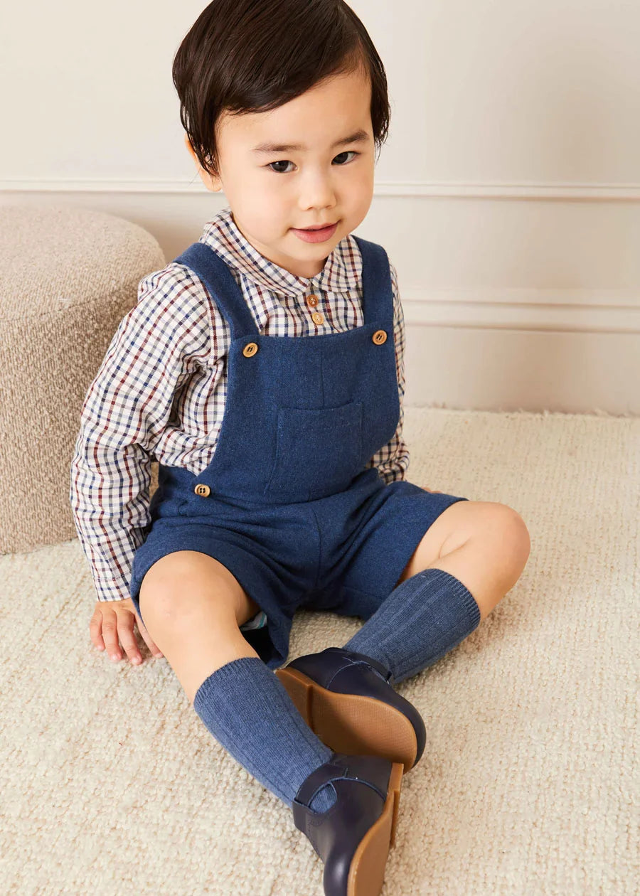 Blue Wool Front Pocket Dungarees for Kids (18 Months to 5 Years) - Comfortable & Durable Playwear for Outdoor Adventures & Preschool Activities