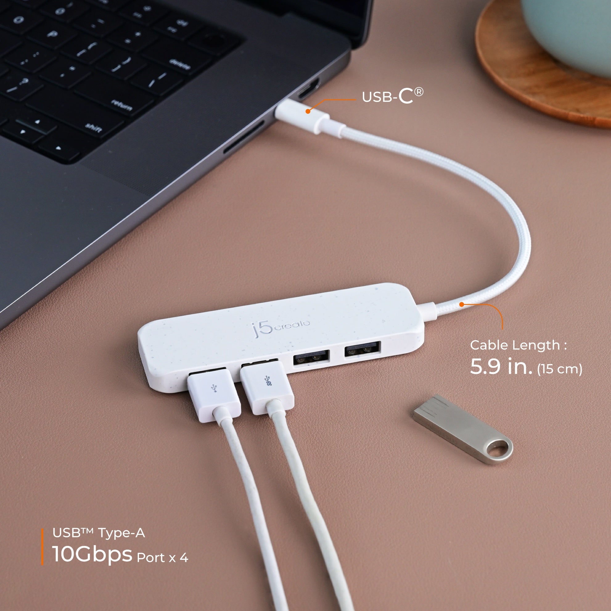 Eco-Friendly USB C to 4 Port USB 3.1 Gen 2 Hub - High Speed Data Transfer for Laptop, MacBook, PC - Perfect for Home Office, Gaming & Travel Accessories