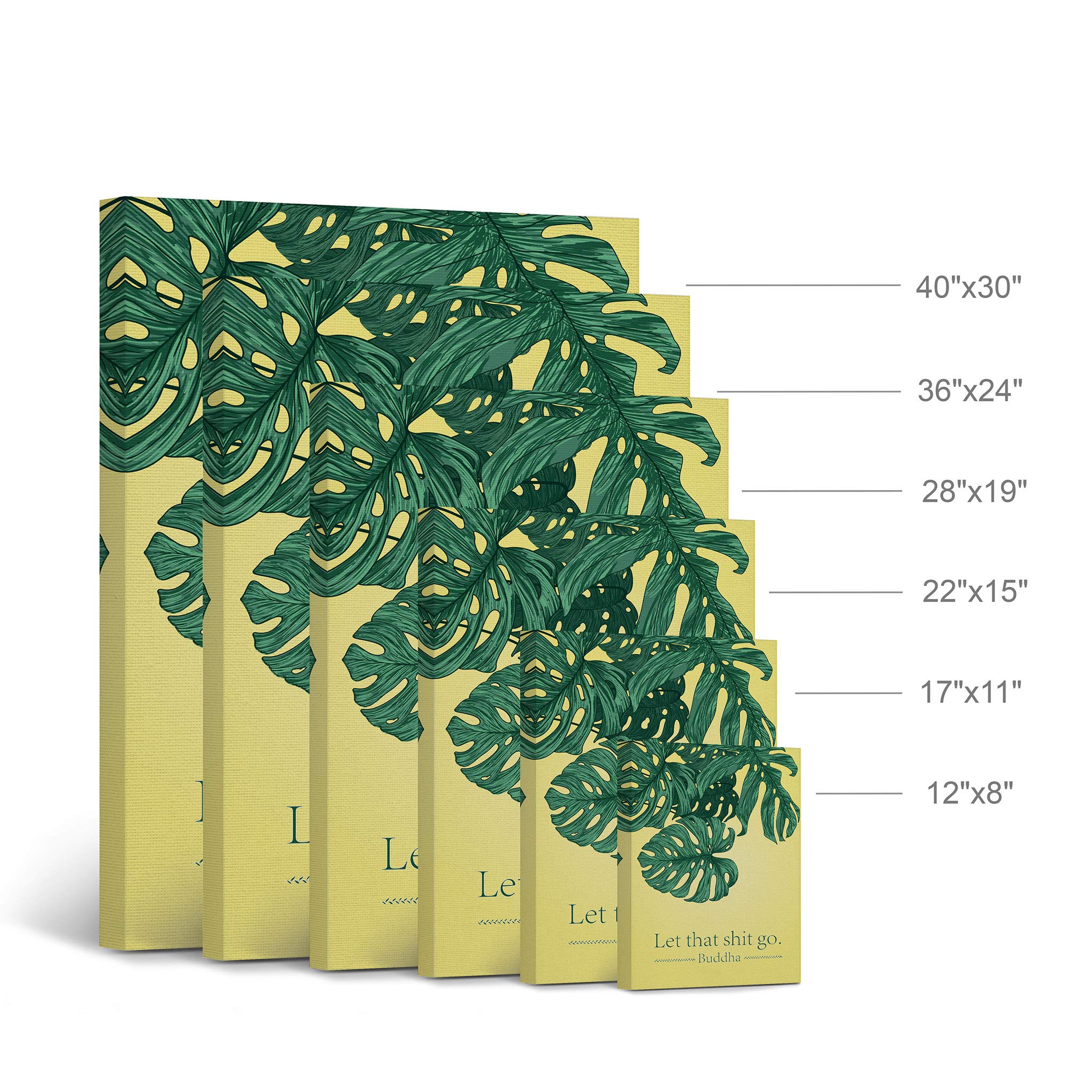 Funny Buddha Quote Canvas Print - 'Let That Shit Go' Bathroom Wall Art Decor | Ready to Hang 36x24 Inch Home Decoration | Made in USA | Perfect for Bathroom, Meditation Room & Stress Relief Spaces