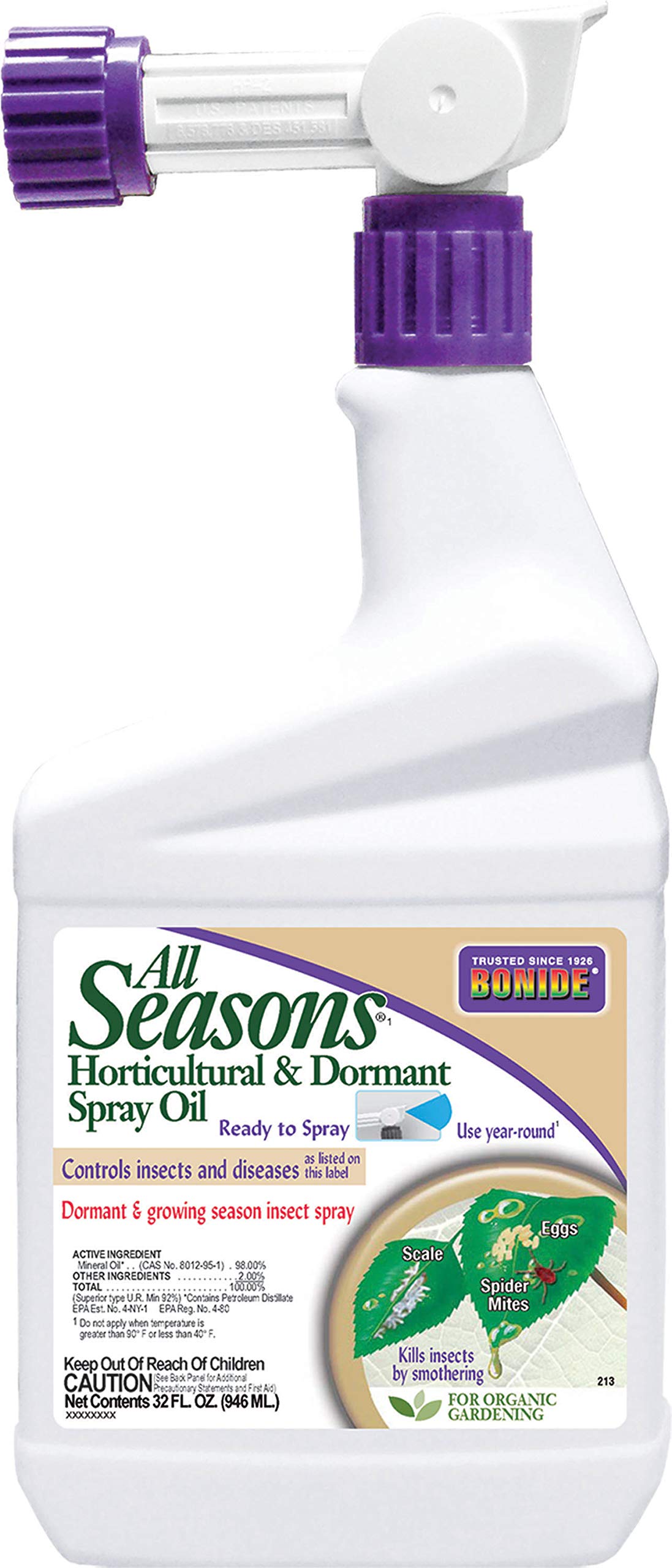 HRTICULTURE Spray Oil QT 037321002130 - Premium Horticultural Spray Oil for Plants, Trees & Shrubs | Ideal for Pest Control, Disease Prevention & Plant Maintenance in Gardens, Greenhouses & Nurseries