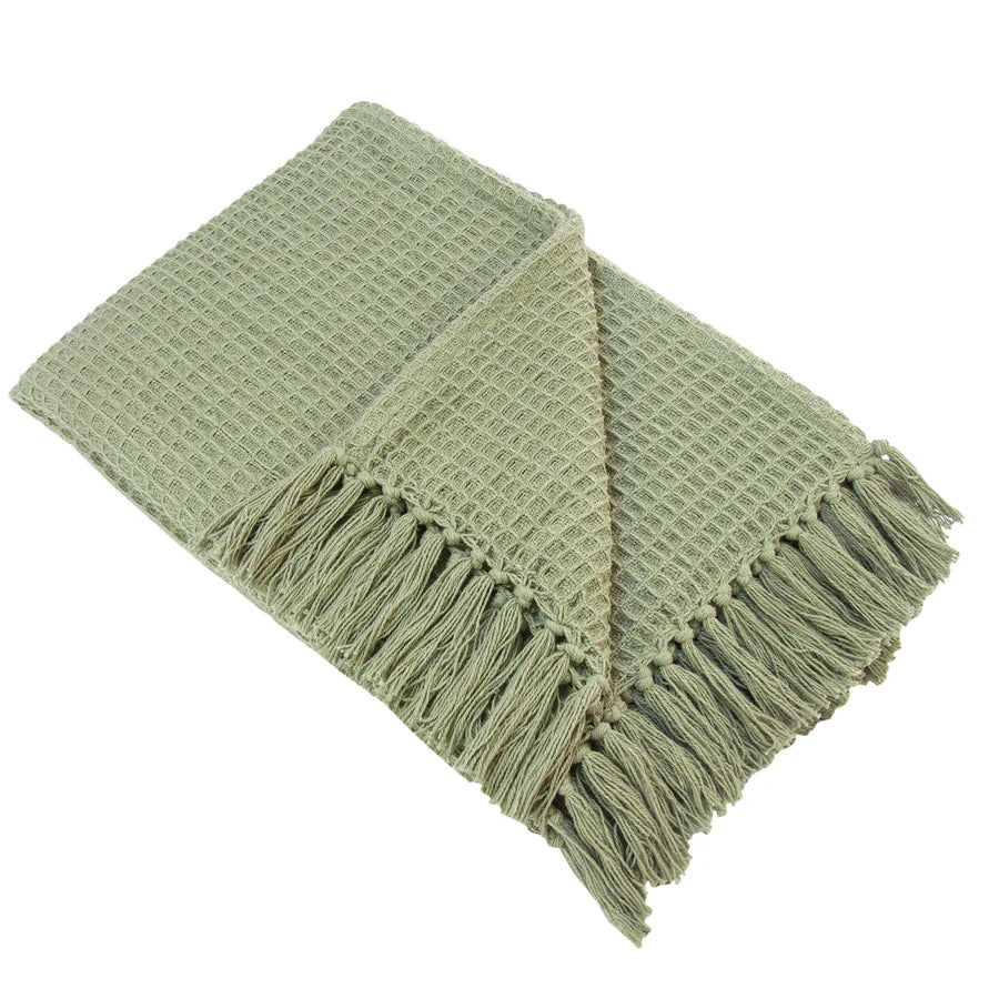 Appletree Bruges Throw Blanket - Soft & Cozy Khaki Knit Throw for Couch, Bed, or Sofa - Perfect for Home Decor, Living Room, and Gift Giving