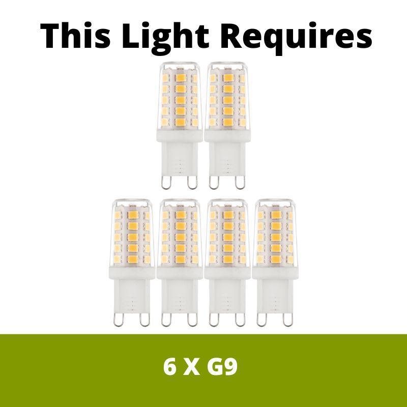 Belsize 6-Light Semi Flush Mount Ceiling Light Fixture with Clear Ribbed Glass Shades - Perfect for Dining Room, Bedroom, or Hallway Lighting