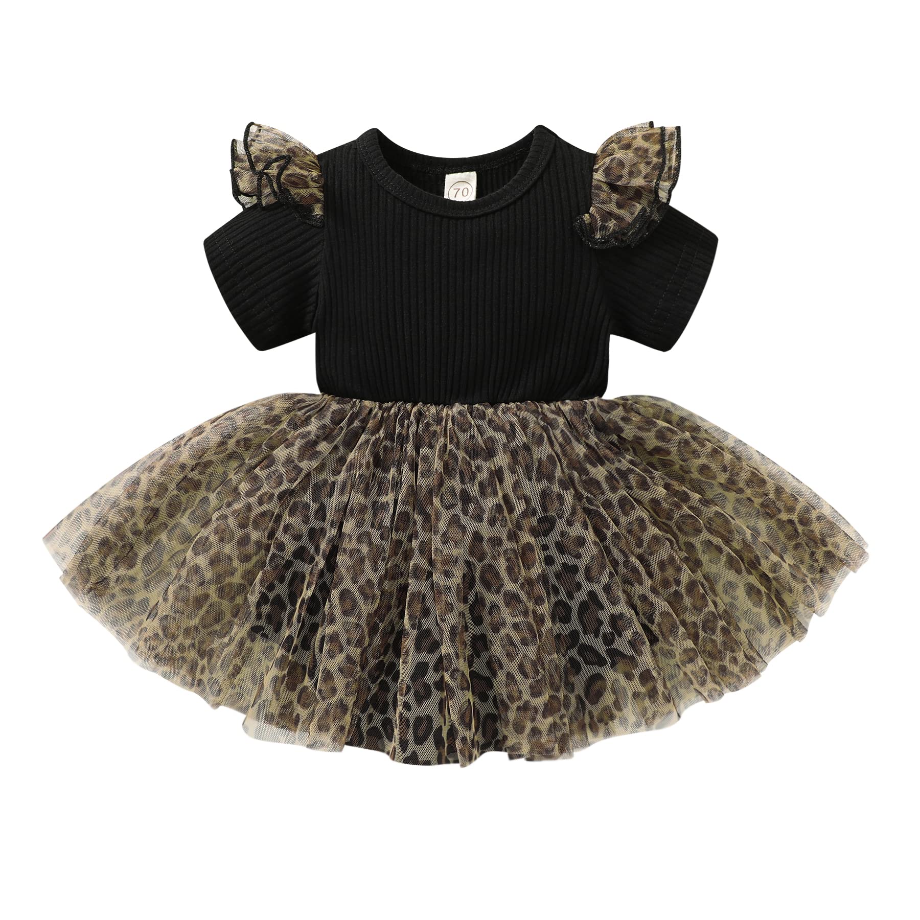 Baby Girl Summer Outfit - Short Sleeve Leopard Print Tutu Skirt Romper Bodysuit for Infant Girls | Perfect for Playdates, Photoshoots & Special Occasions