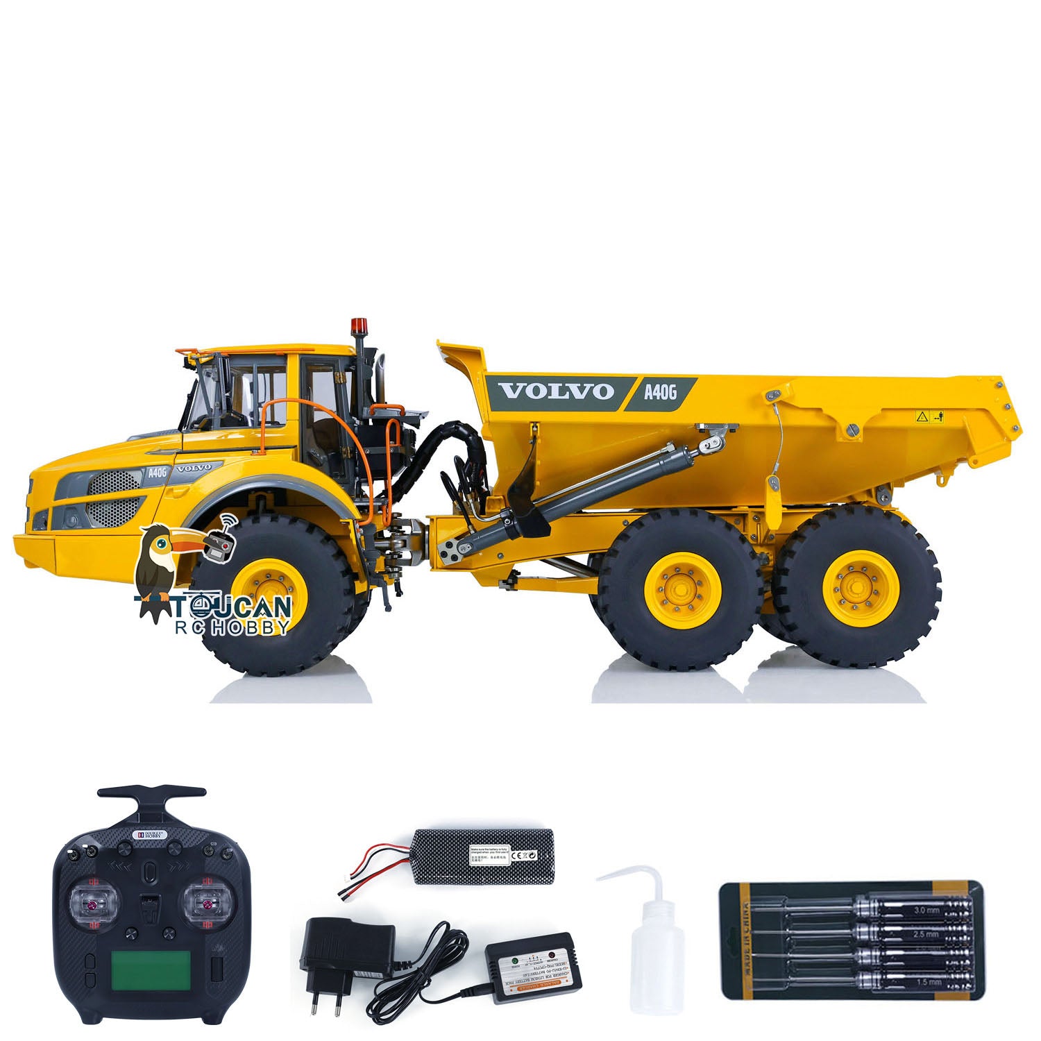 Double E A40G 1/16 Scale Hydraulic RC Articulated Dump Truck - Metal Construction, Ready-to-Run (RTR) Radio Controlled Construction Vehicle - Perfect for Hobbyists, Construction Enthusiasts & Off-Road RC Racing