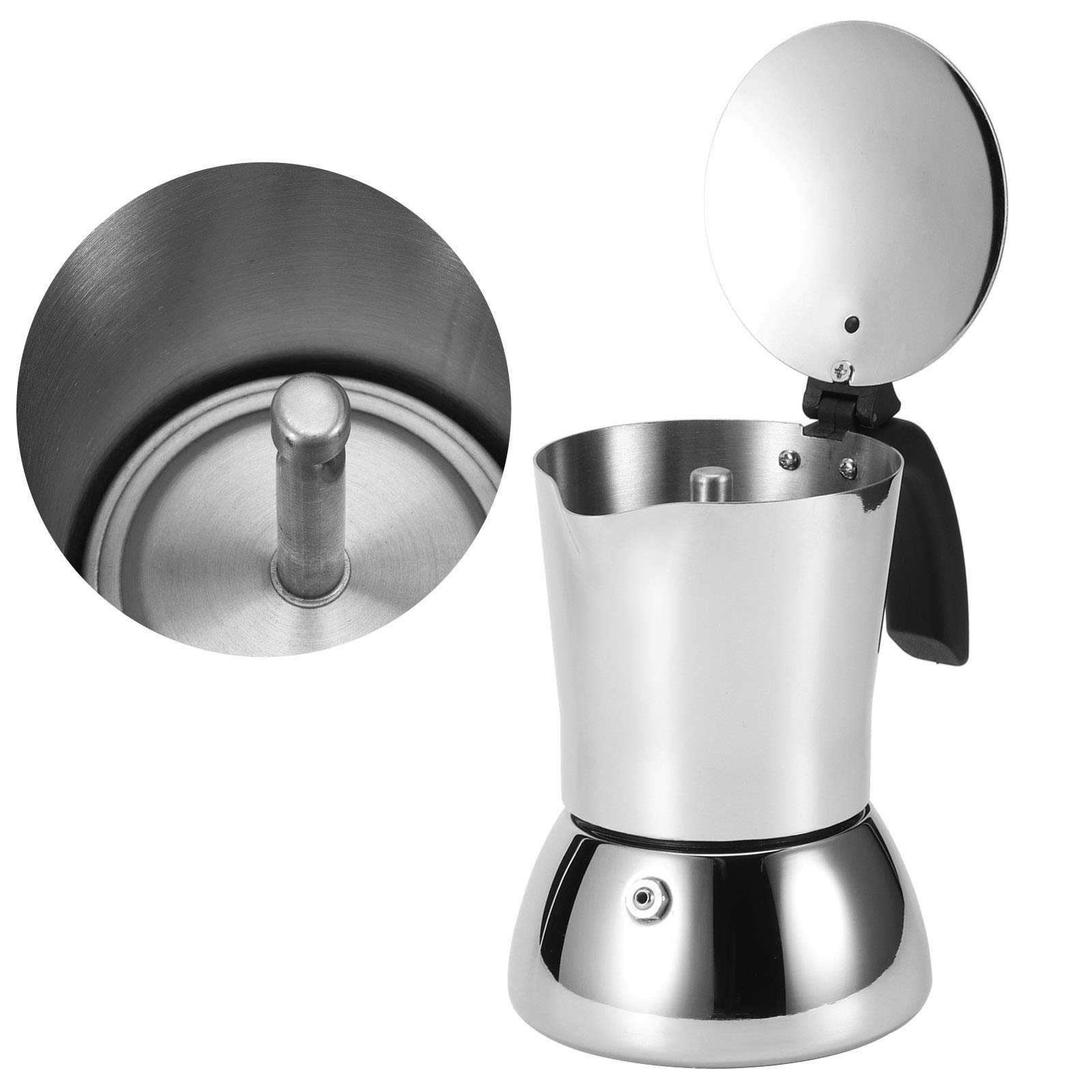 Yosoo 3-Cup Stovetop Espresso Maker - 304 Stainless Steel Moka Pot for Rich Italian Coffee - Perfect for Home, Office & Coffee Shops - Easy Brewing on Gas/Electric Stoves