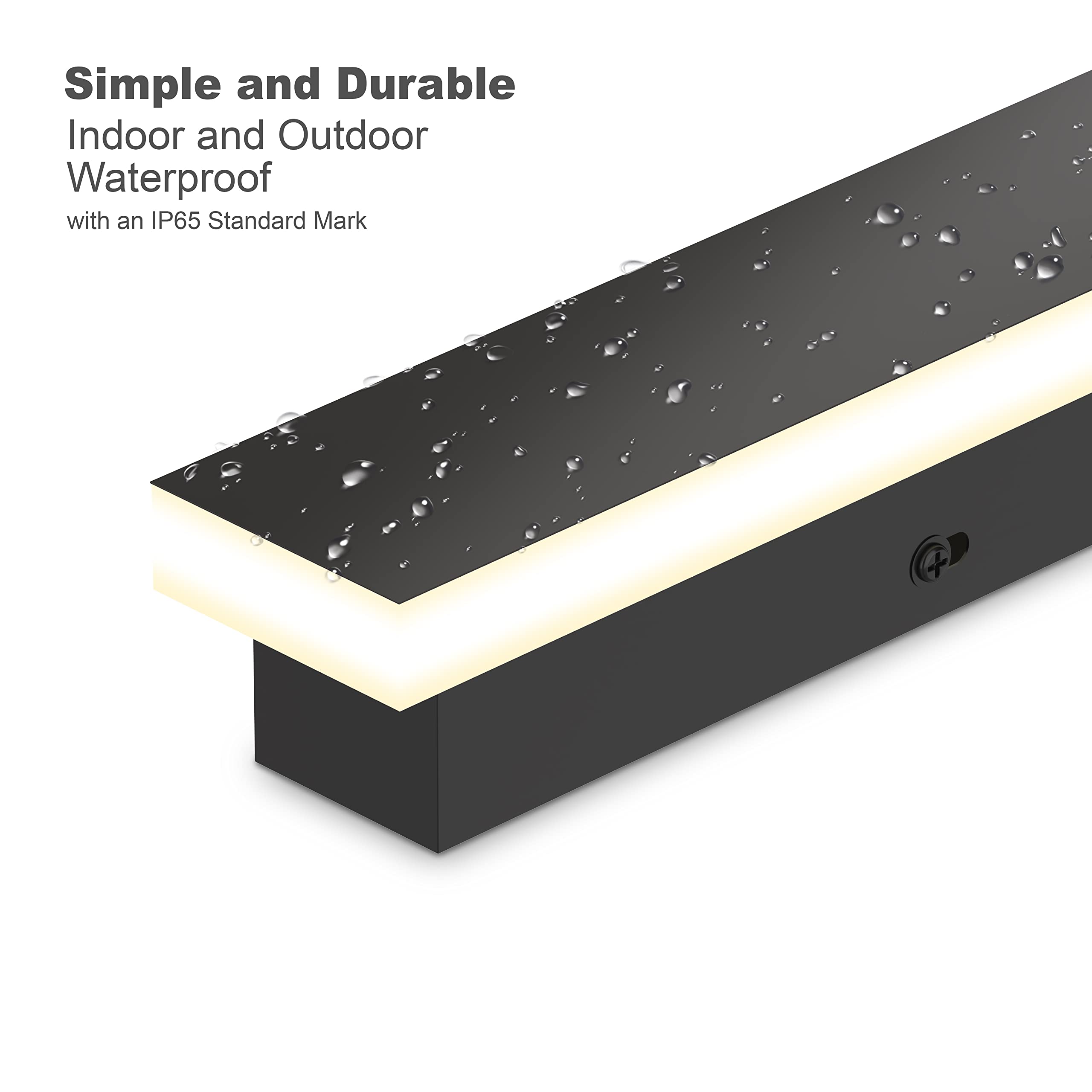 LEEKI 40 Inch Modern Outdoor Wall Light Fixture - Black Rectangle Exterior Lighting - 30W 3000K Warm White - IP65 Waterproof & Rustproof - Perfect for Porch, Patio, Garage, and Garden