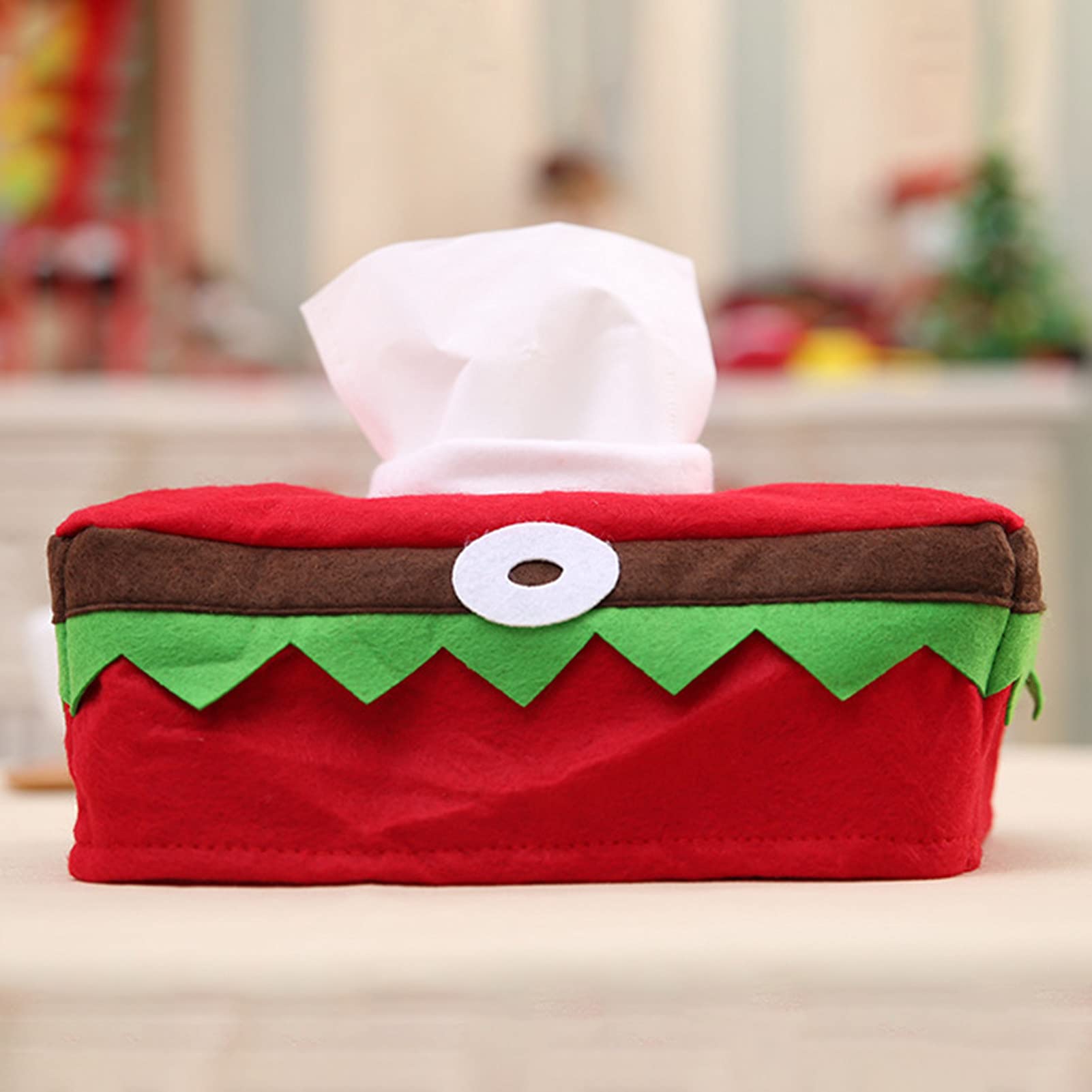 Christmas Tissue Box Cover - Foldable Elf Ornamental Tissue Box Holder for Holiday Home Decor (Red) | Perfect for Living Room, Bedroom & Christmas Party Decorations
