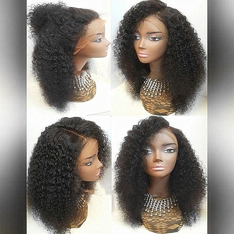 18-Inch Full Lace Human Hair Wig - Afro Curly Virgin Remy Hair in Jet Black (#1) for Women | Natural Look & Comfortable Wear | Perfect for Cosplay, Daily Use & Special Occasions