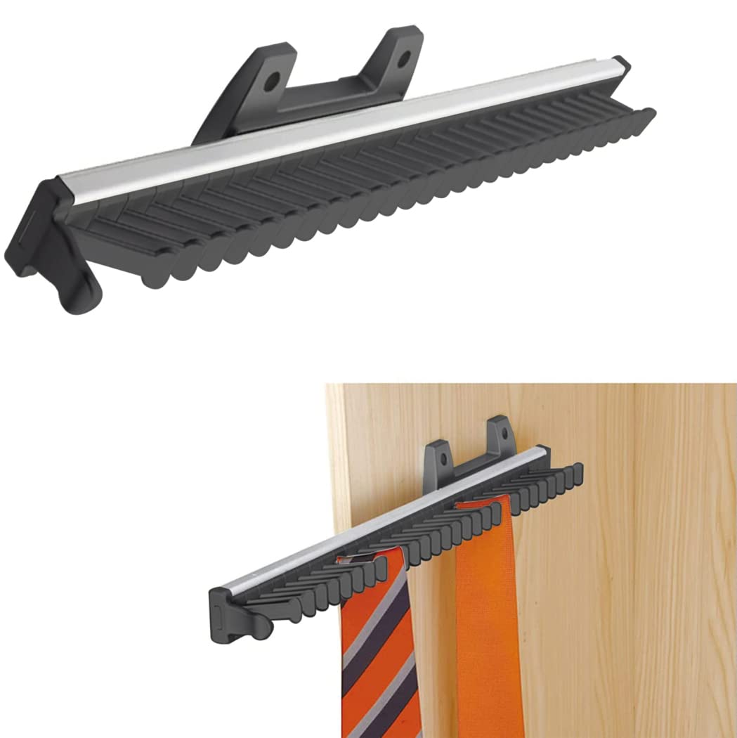 Extendable Sliding Closet Organizer - 28 Hook Pull-Out Tie Rack for Ties, Scarves & Belts | Space-Saving Side Mount Wardrobe Storage Solution | Perfect for Closet, Bedroom & Office Organization