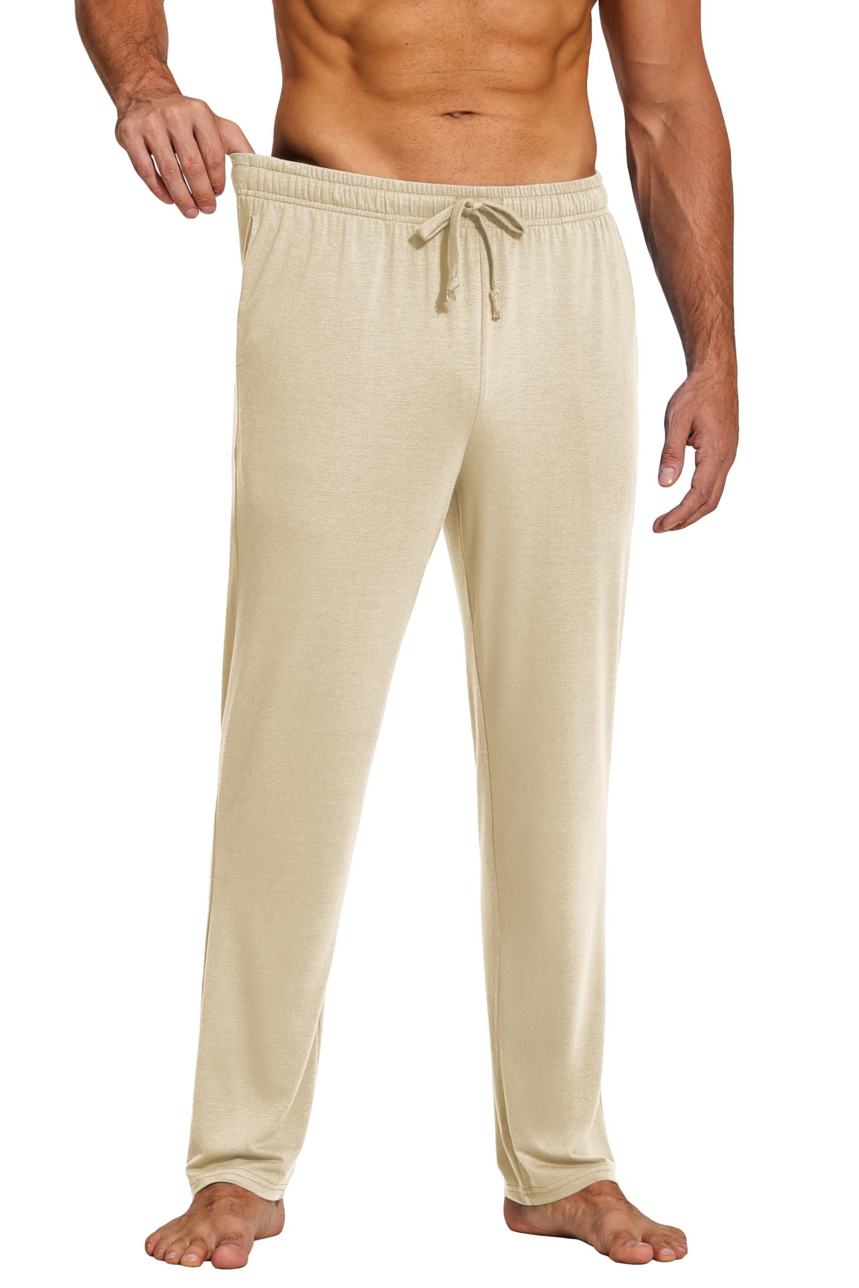 COOFANDY Men's Lightweight Yoga Sweatpants with Pockets - Open Bottom Lounge Pants with Drawstring for Casual Wear, Gym, Running & Home Relaxation