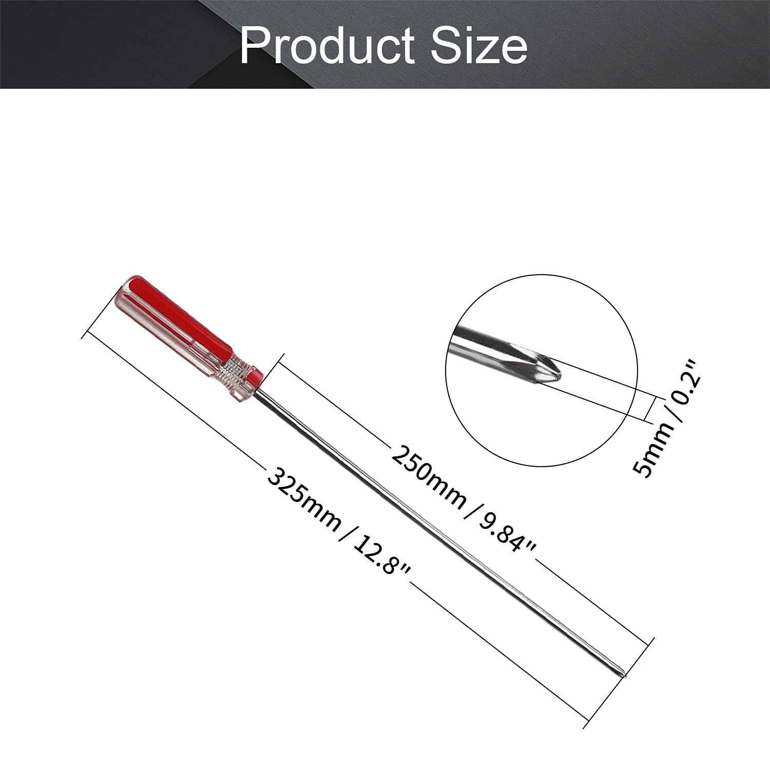 Utoolmart Phillips Screwdriver - 5mm Magnetic Cross Head Tip, 250mm 45# Steel Shaft with 75mm Ergonomic Plastic Handle - Perfect for Home Repair, DIY Projects & Craft Work - Ideal for Electronics, Furniture Assembly & Household Maintenance