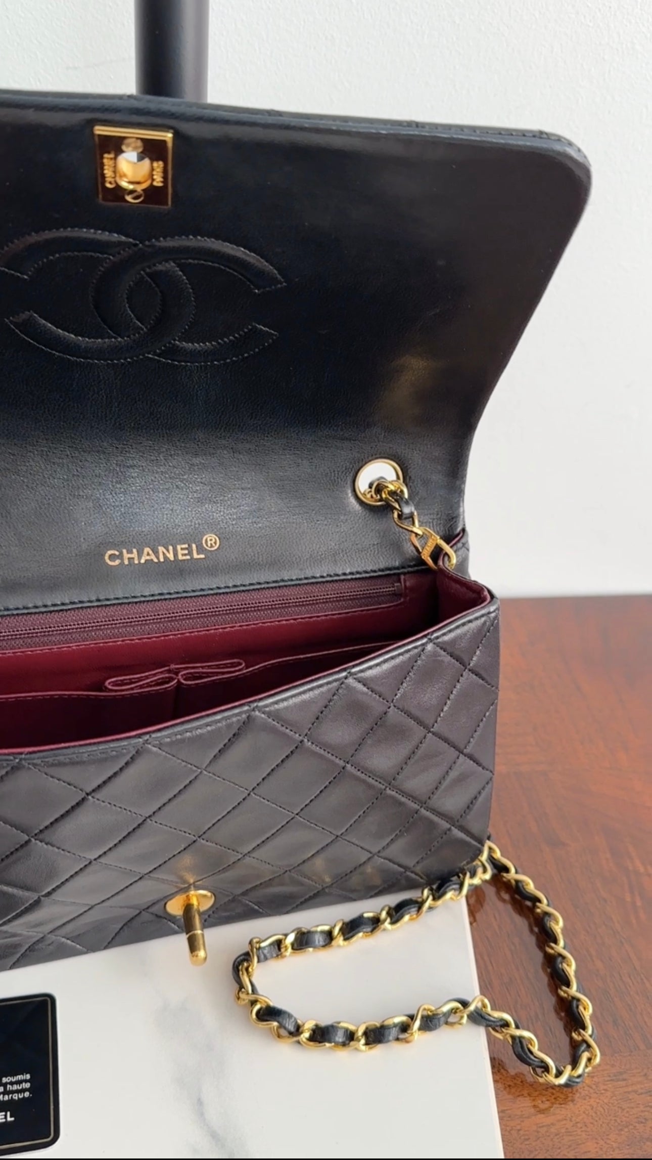 Vintage Chanel 1989 Black Lambskin Leather Classic Flap Bag with Gold Chain - Perfect for Evening Parties, Date Nights & Luxury Fashion Collectors