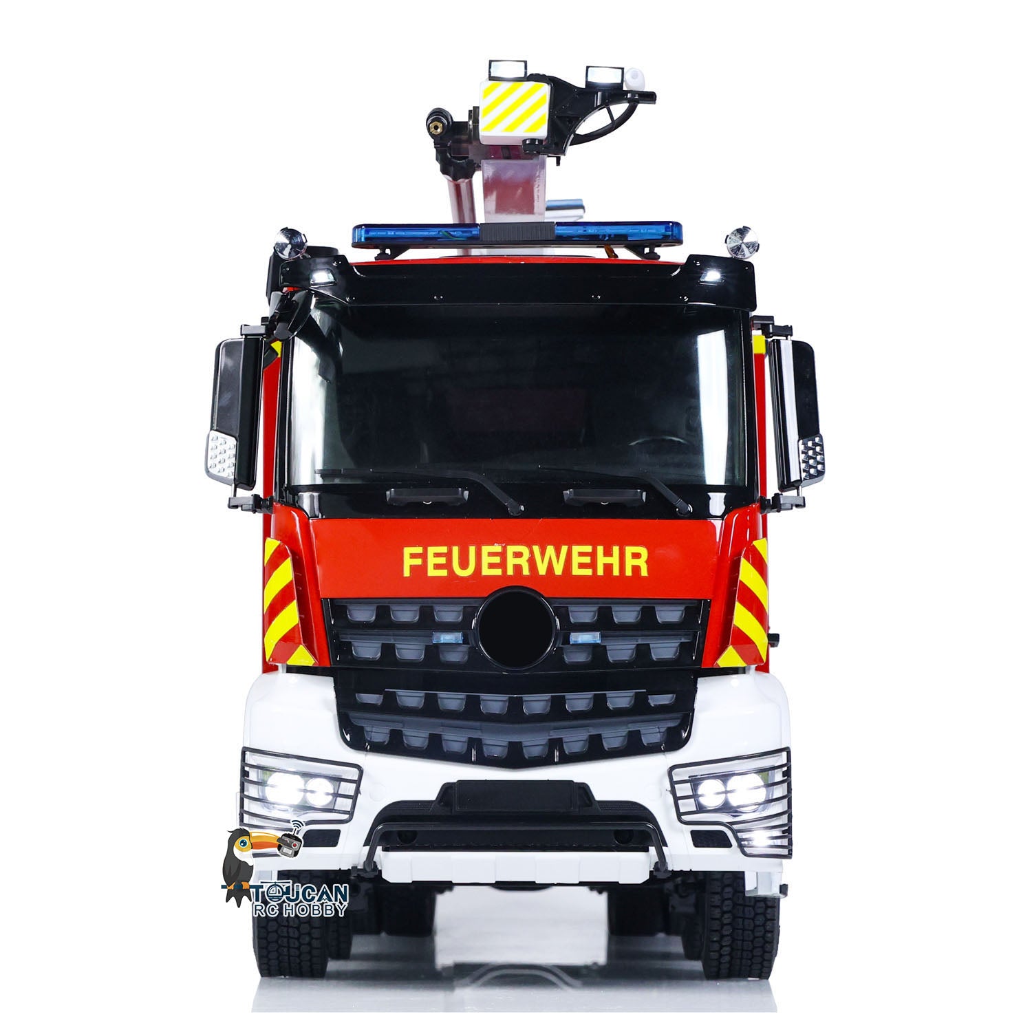 1/14 Scale 8x4 Metal Chassis RC Fire Truck with Extendable Turret & High Reach Snozzle - PNP Remote Control Hobby Model 3363 ST8 for Professional Firefighting Simulation and RC Vehicle Enthusiasts